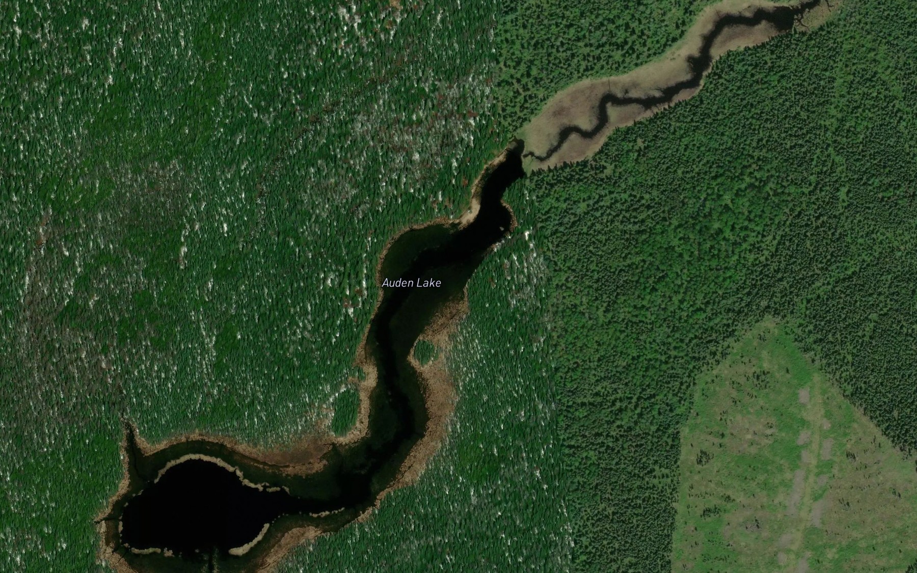 Satellite map of the Auden Lake
