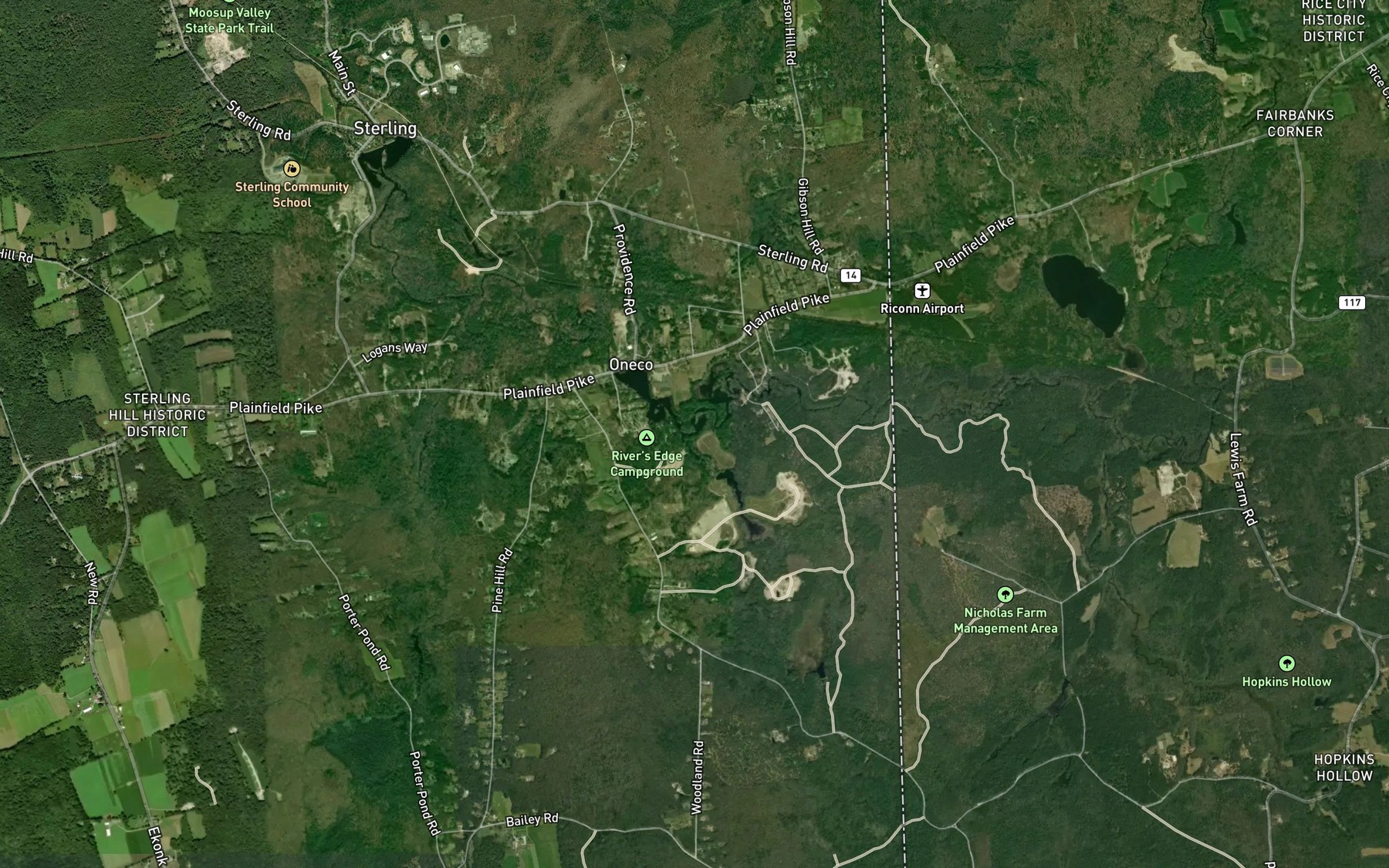 Satellite map of the Vaughn Brook
