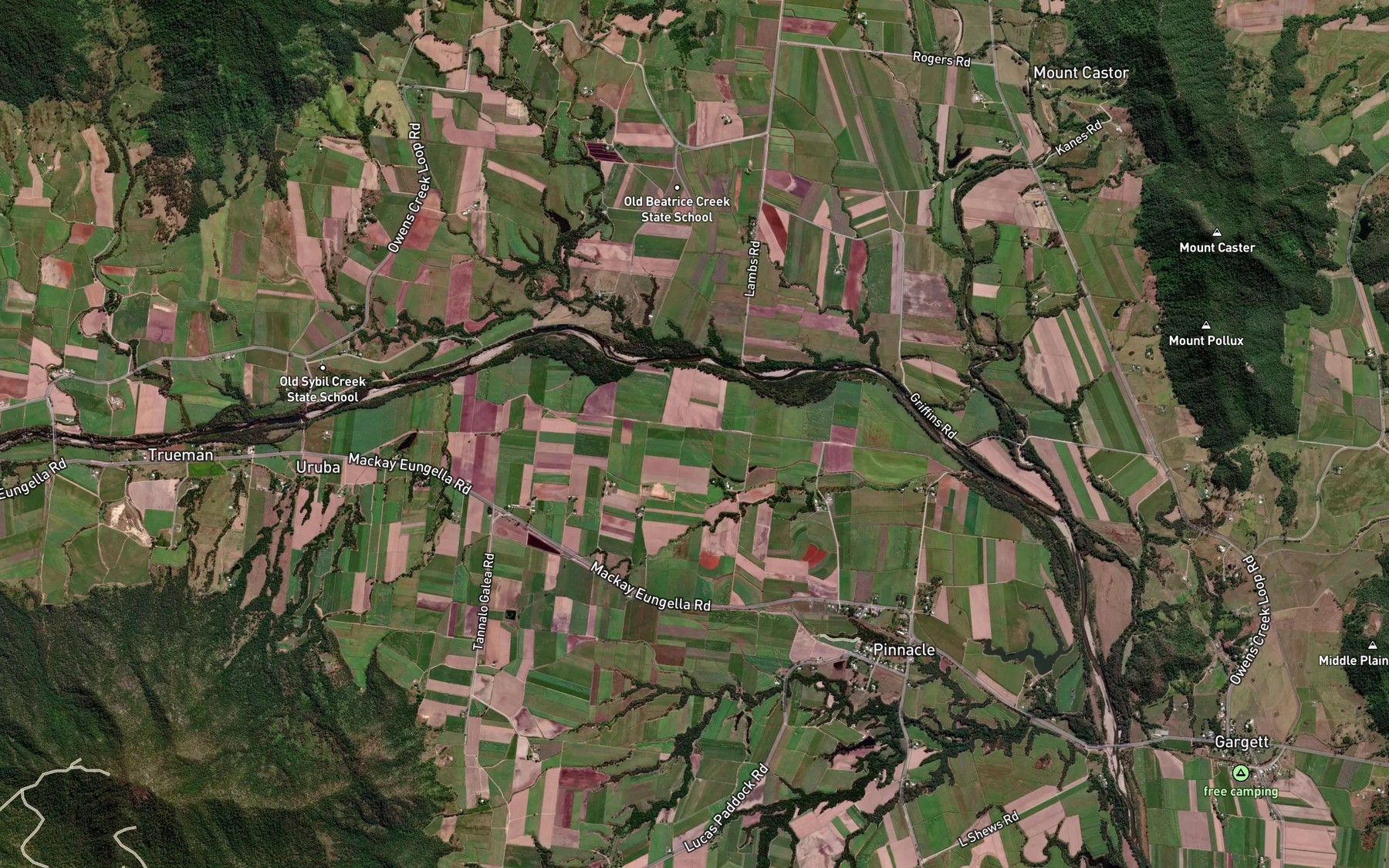 Satellite map of the Beatrice Creek