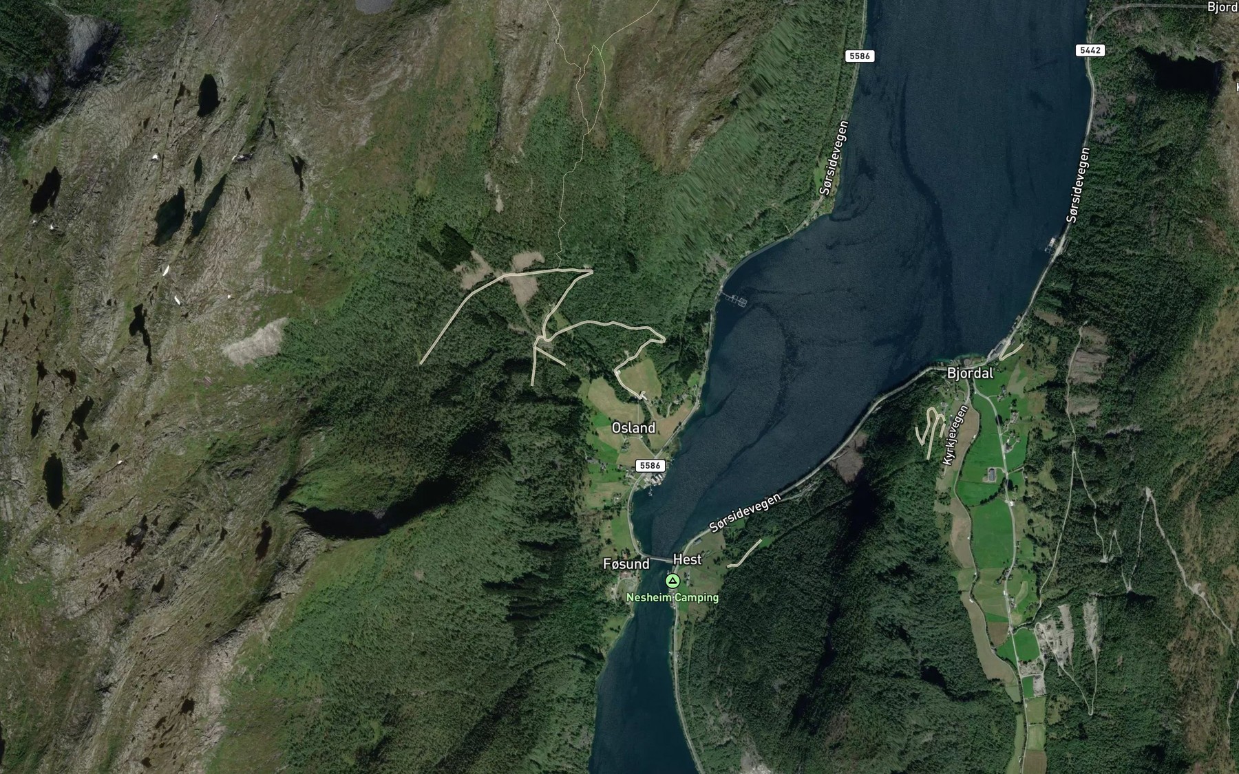 Satellite map of the Oslandselva