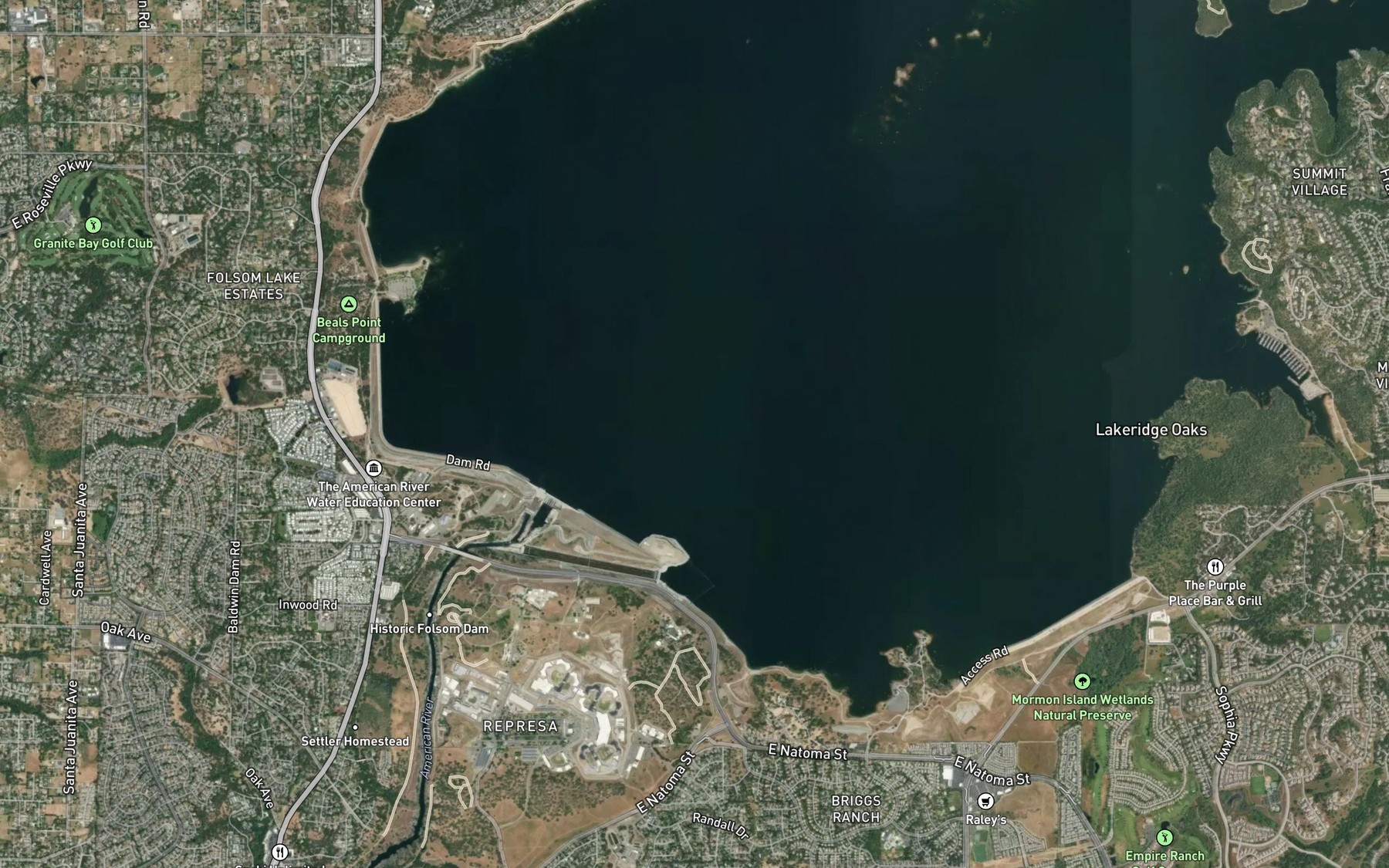 Satellite map of the North Fork American River