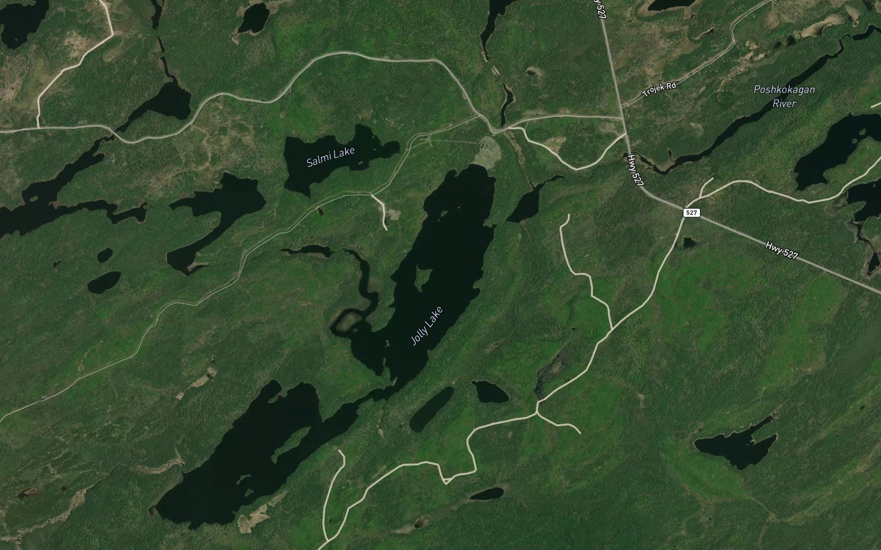 Satellite map of the Rinker Lake