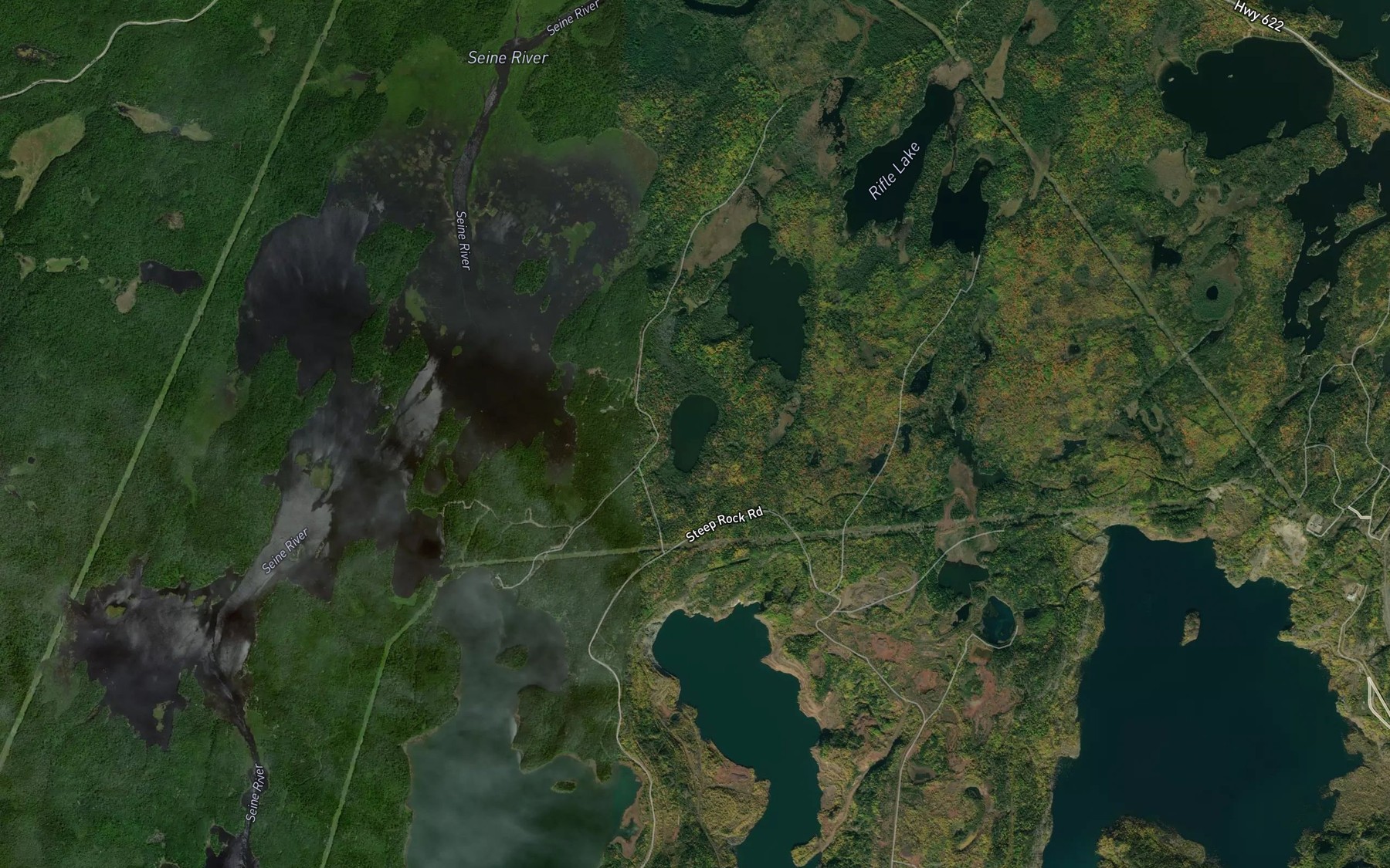 Satellite map of the Little Ganell Lake