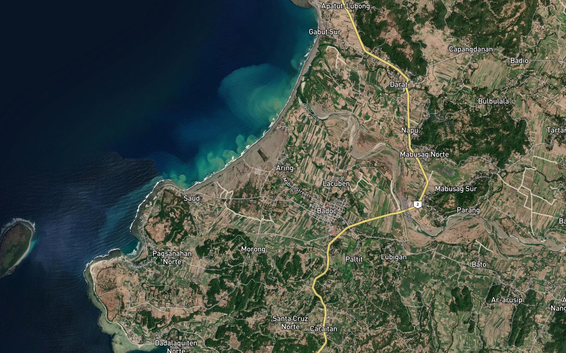 Satellite map of the Banas Creek