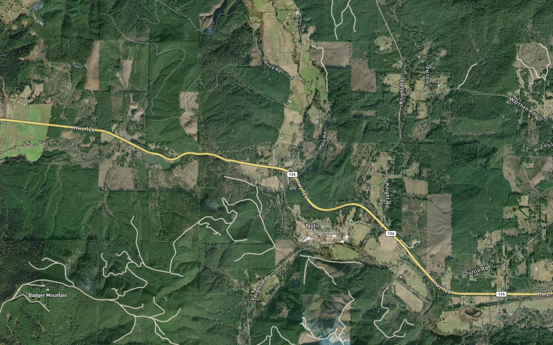Satellite map of the Elk Creek