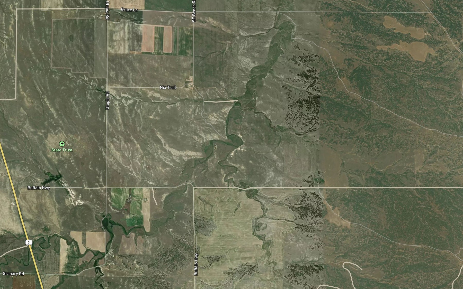 Satellite map of the Spring Creek