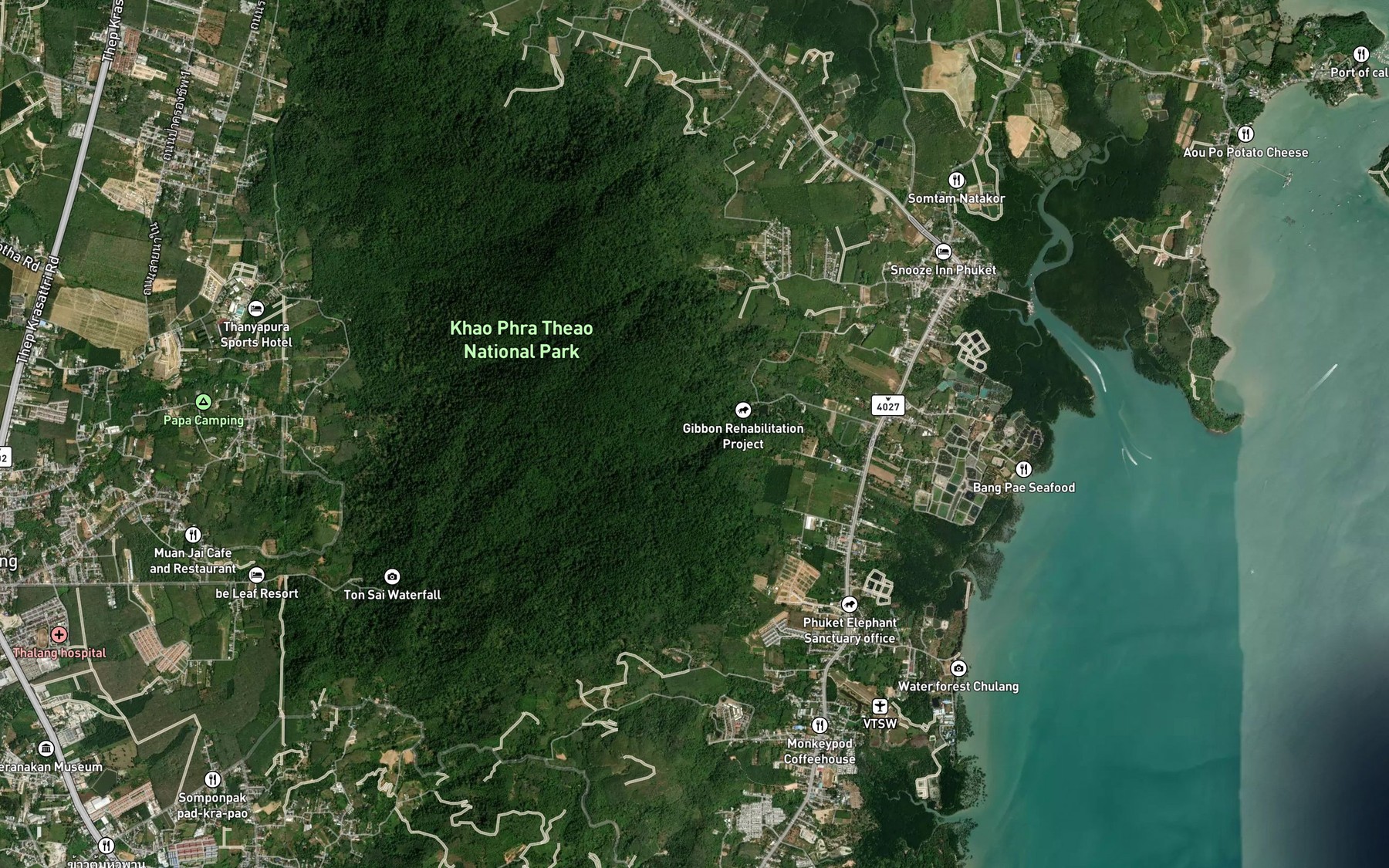 Satellite map of the Nam Tok Bang Pae