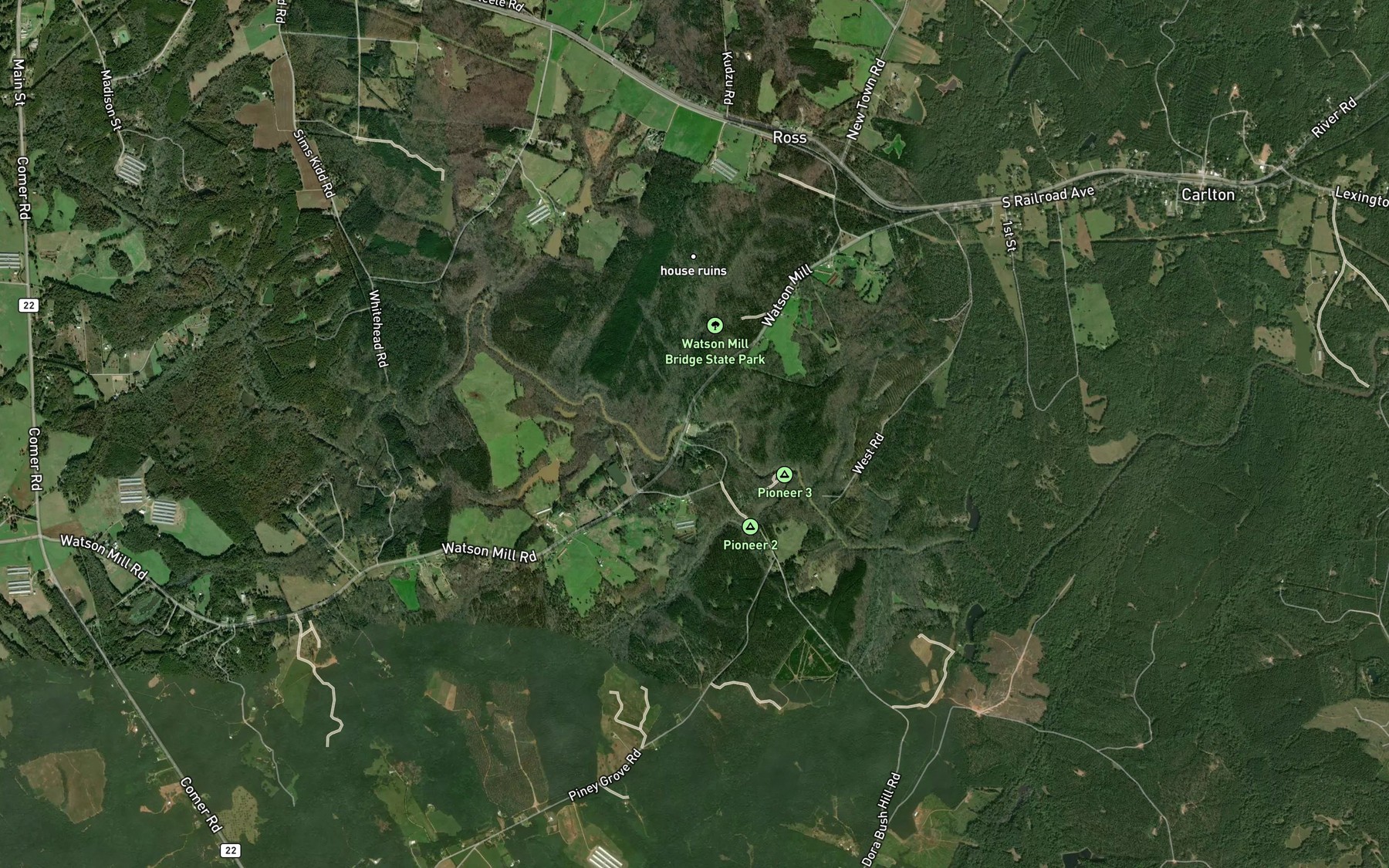 Satellite map of the Watson Shoals