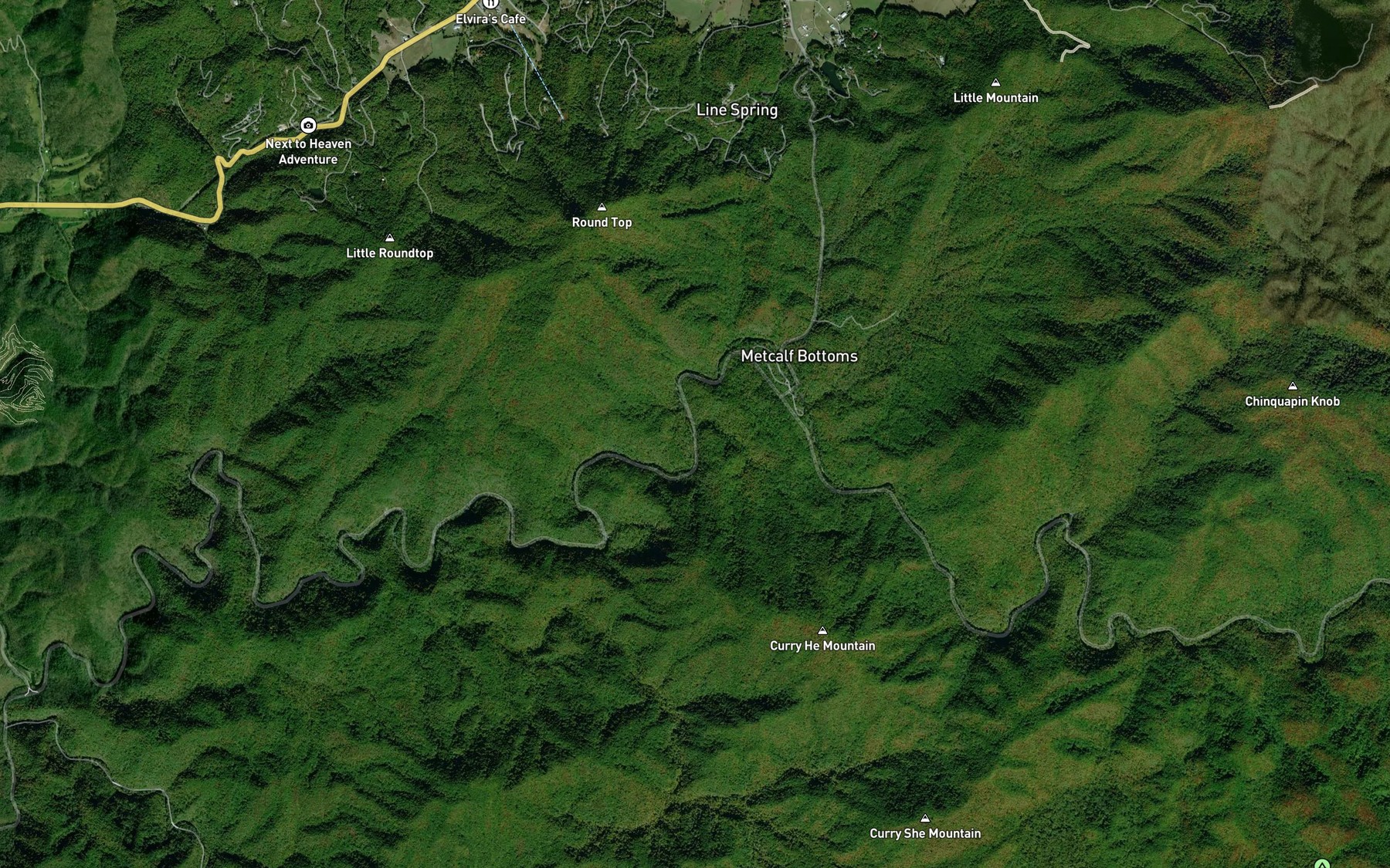 Satellite map of the Pounding Mill Branch