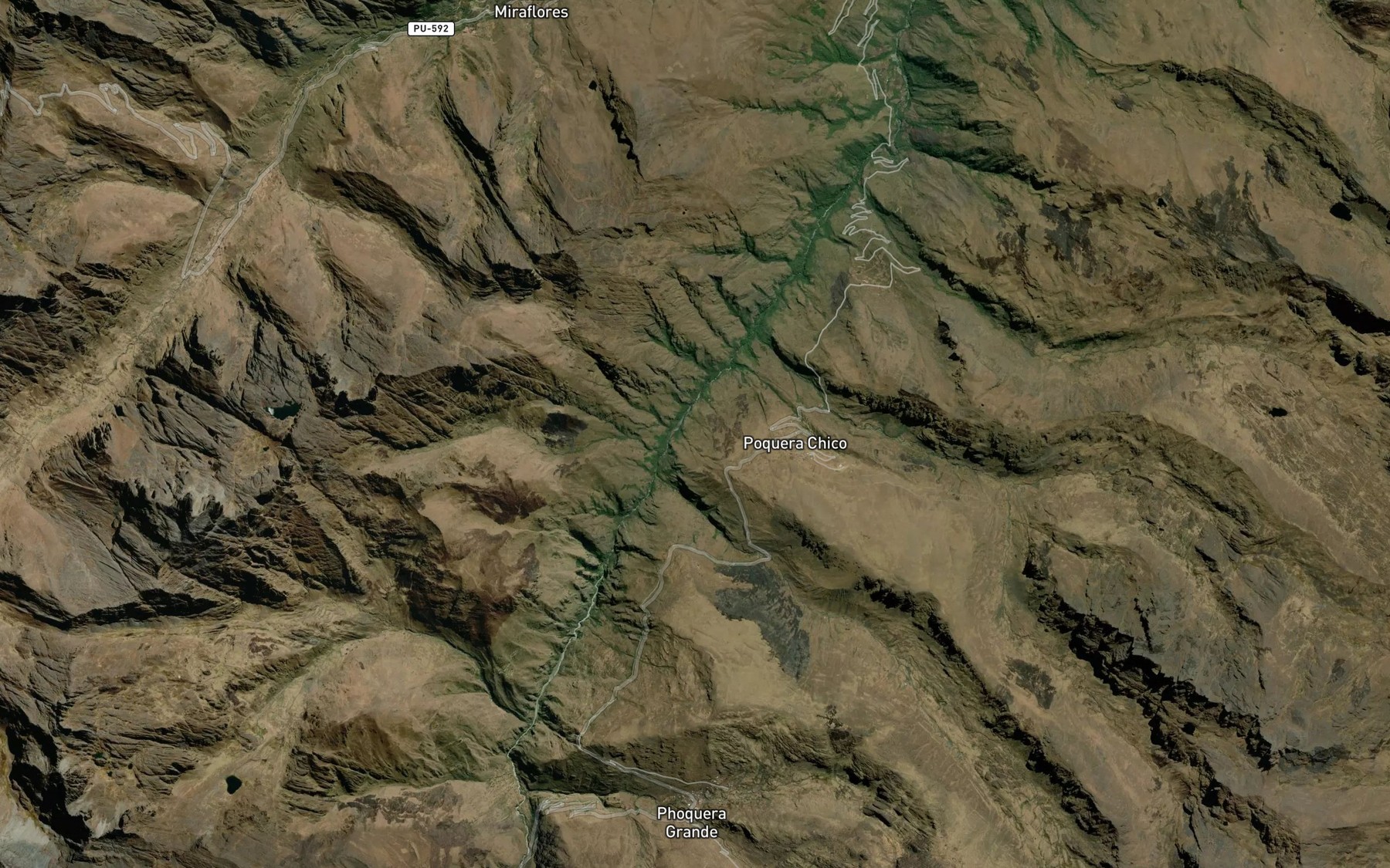 Satellite map of the Quebrada Huayllani