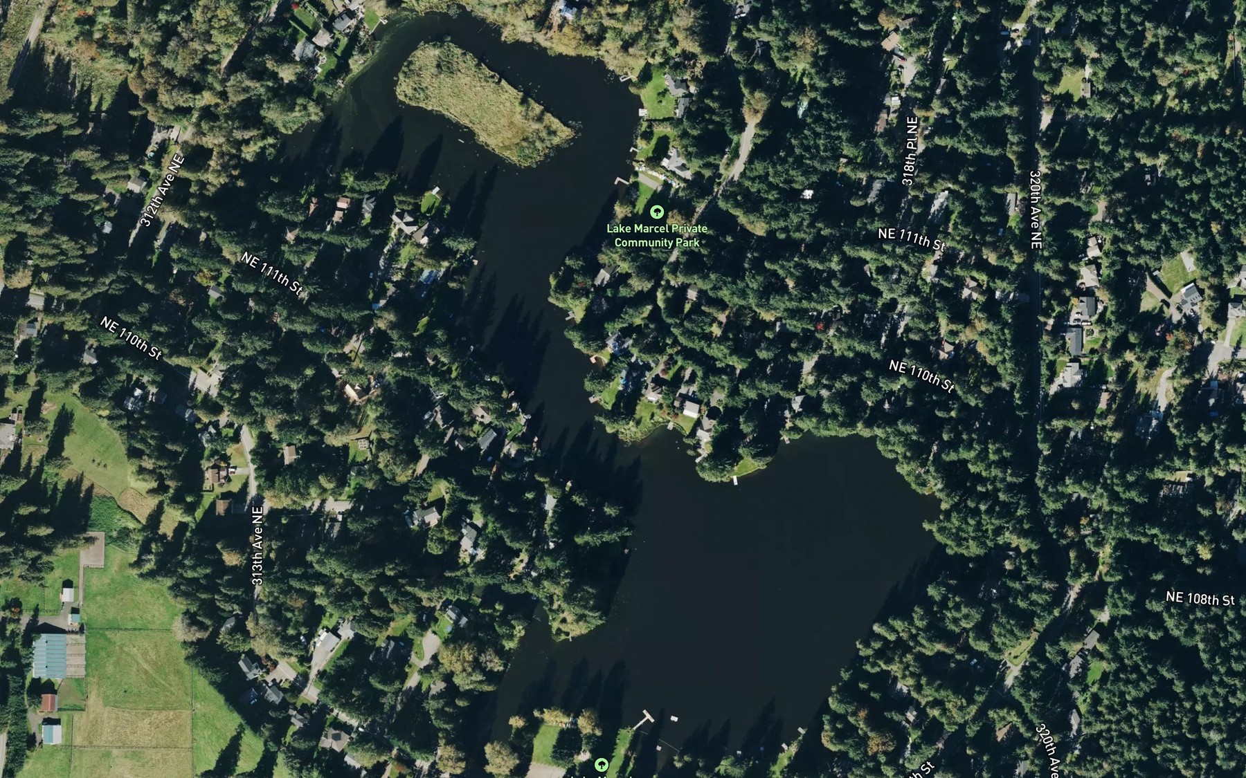 Satellite map of the Lake Marcel
