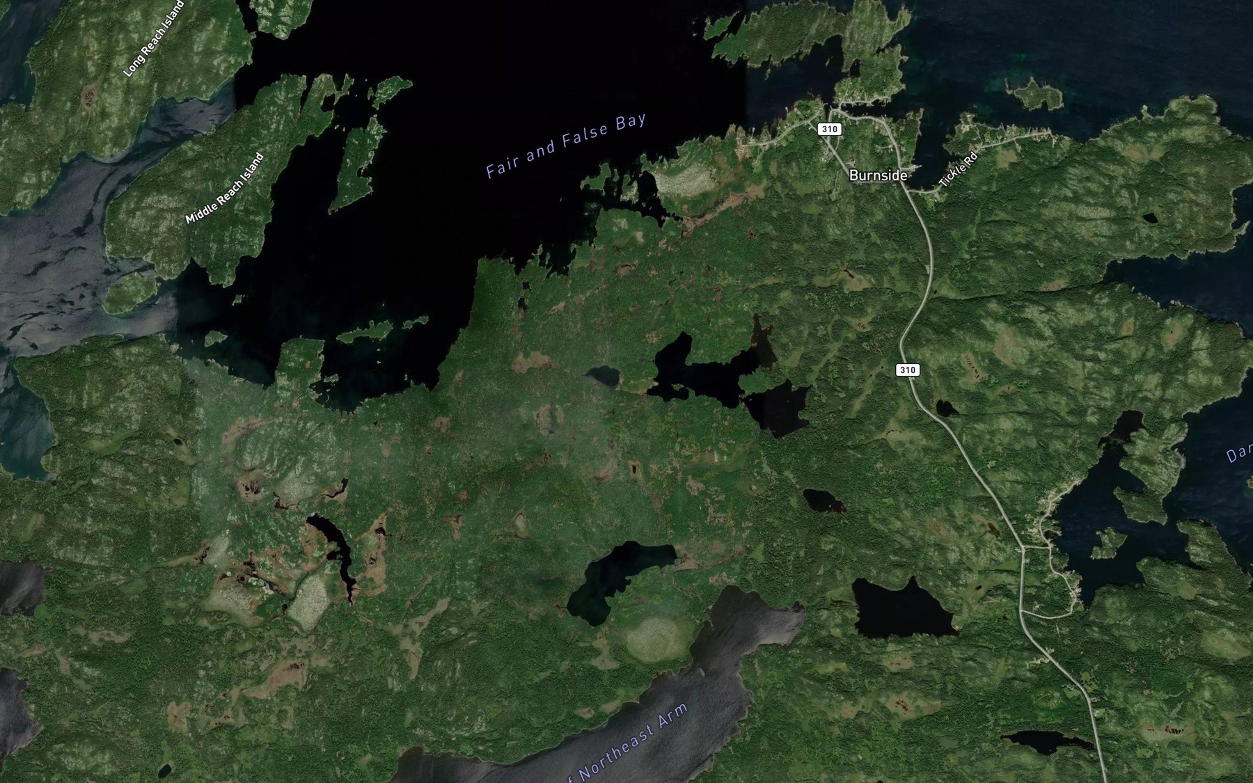 Satellite map of the Barred Island Pond