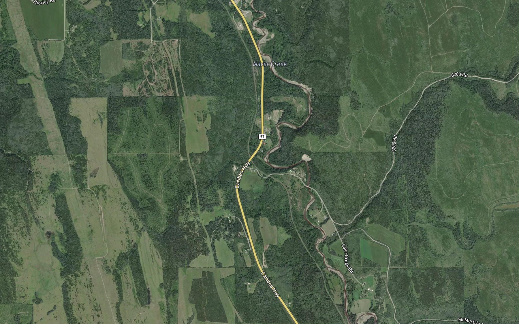 Satellite map of the Airfield Creek