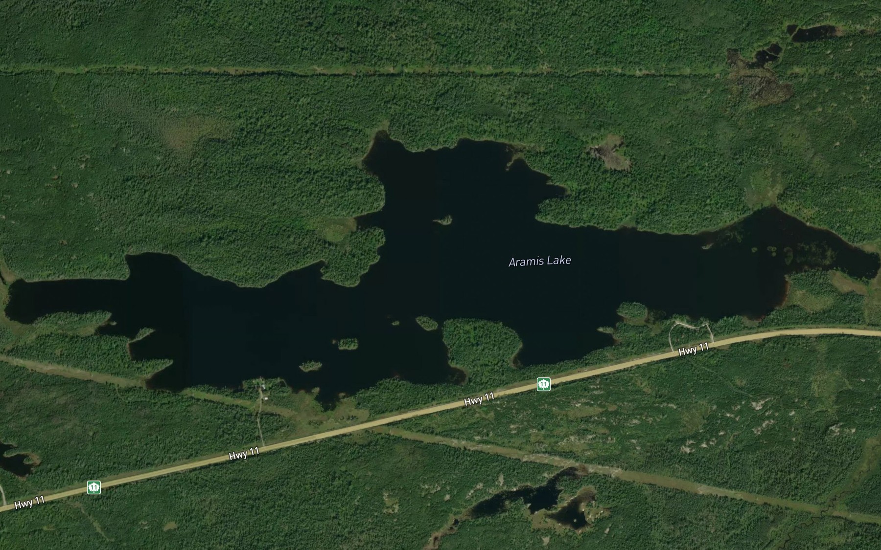 Satellite map of the Aramis Lake