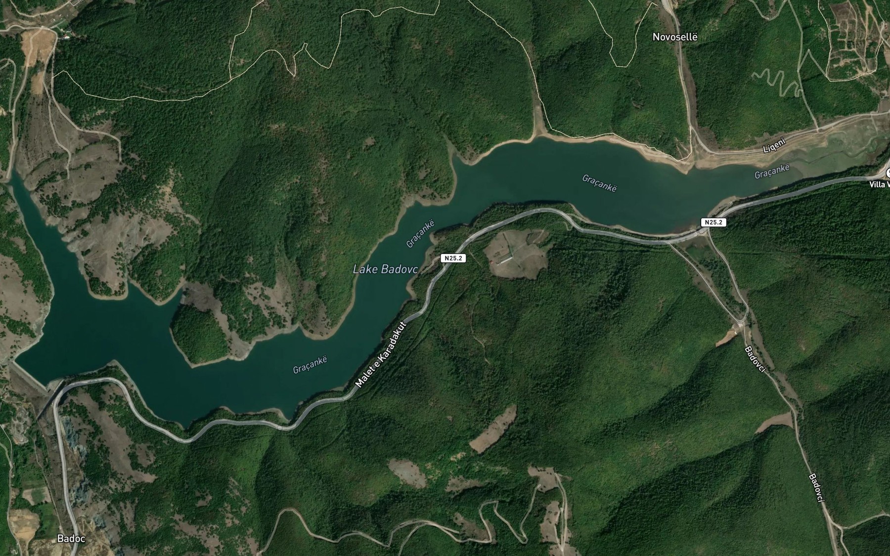 Satellite map of the Gracanicko Jezero