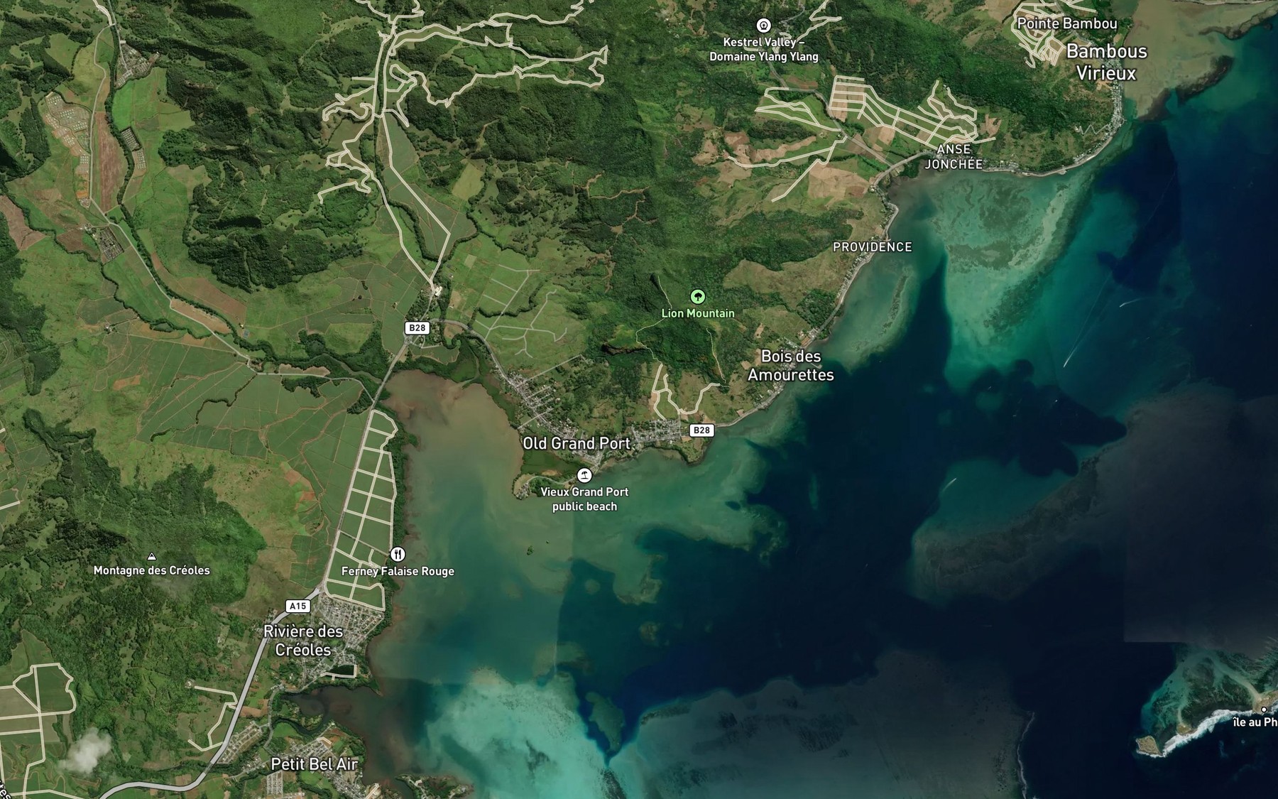 Satellite map of the Anse d'Hercule