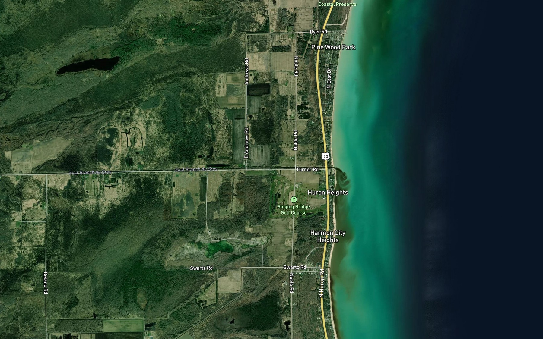 Satellite map of the Ray Drain
