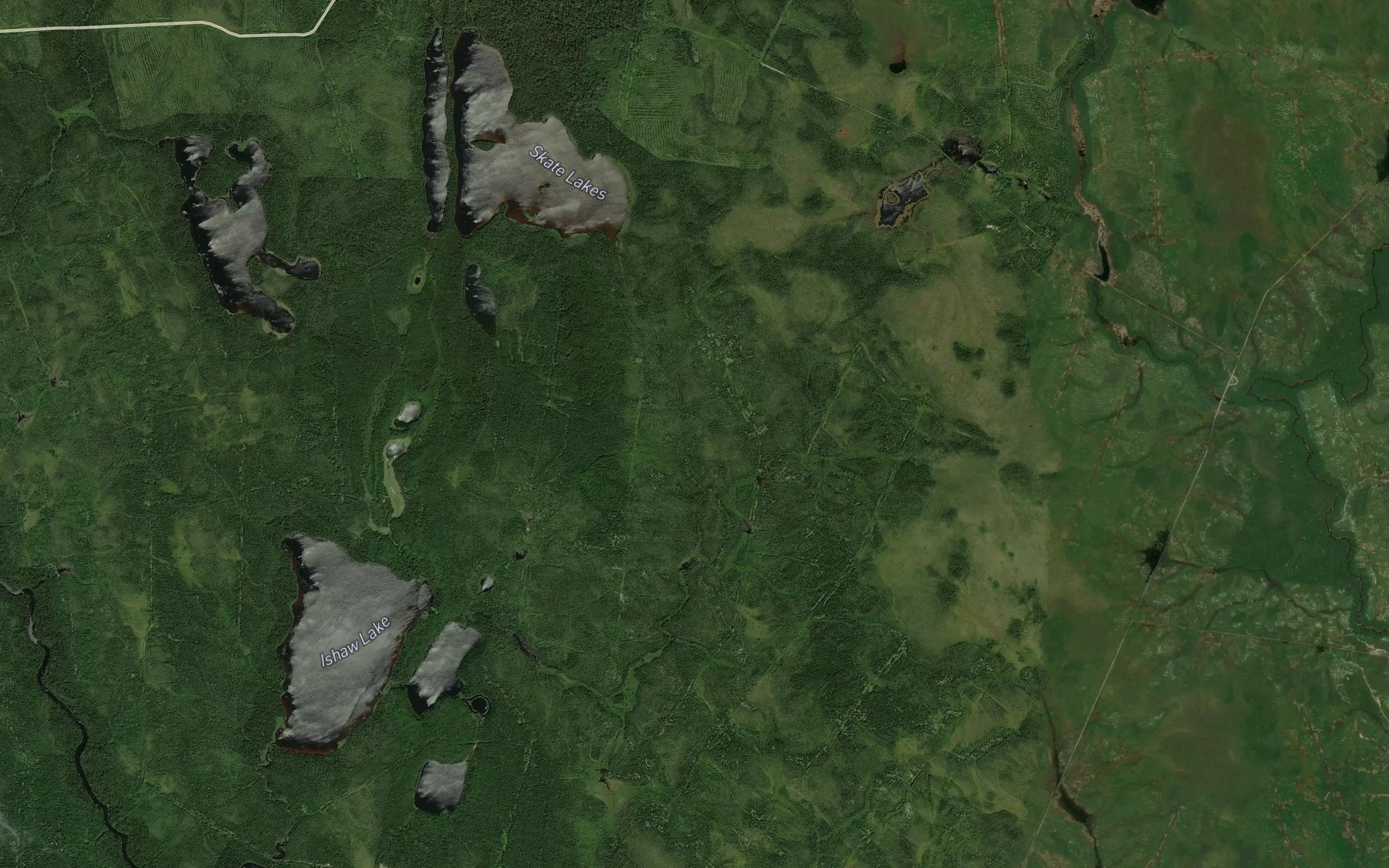 Satellite map of the Skate Lakes