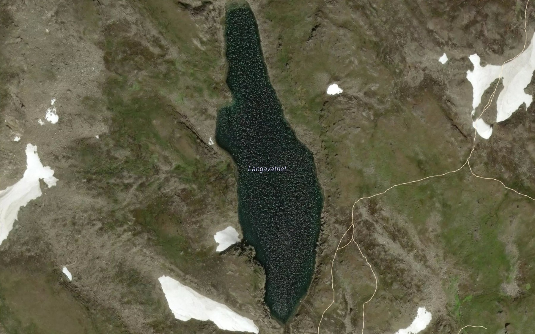 Satellite map of the Langavatnet
