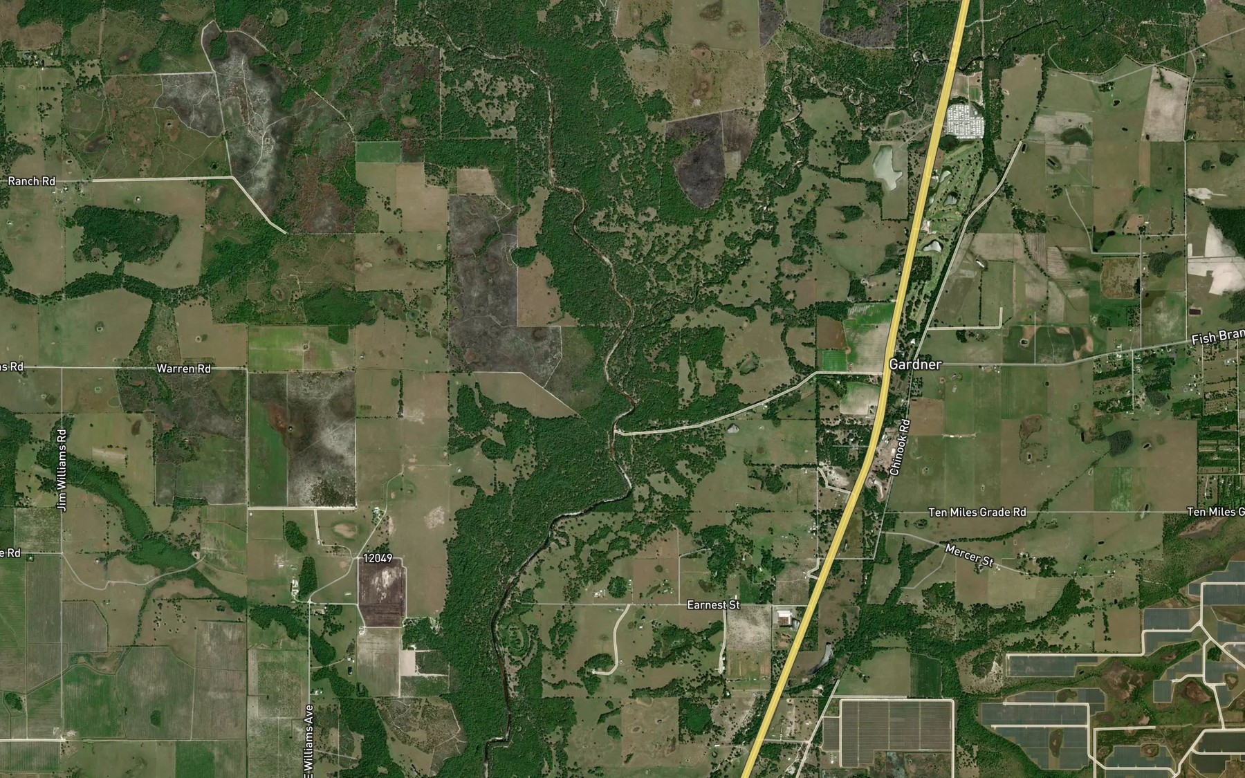 Satellite map of the Charlie Creek