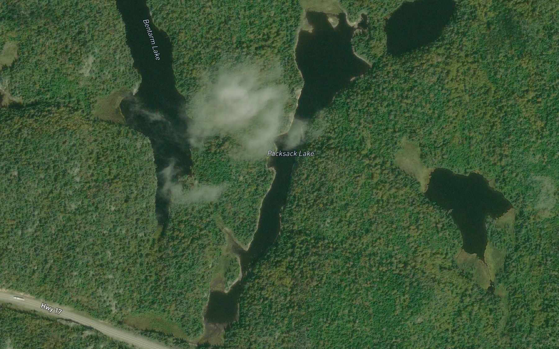 Satellite map of the Packsack Lake