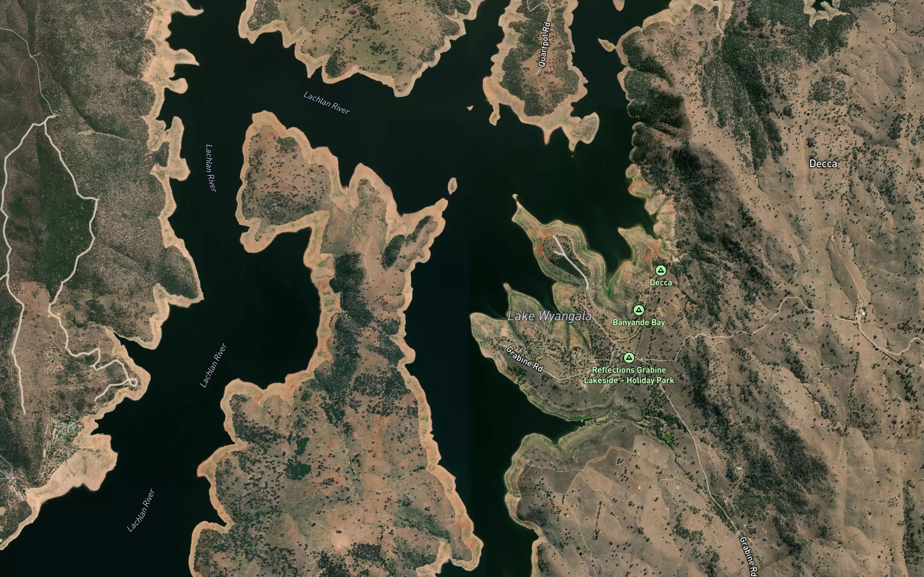 Satellite map of the Lake Wyangala
