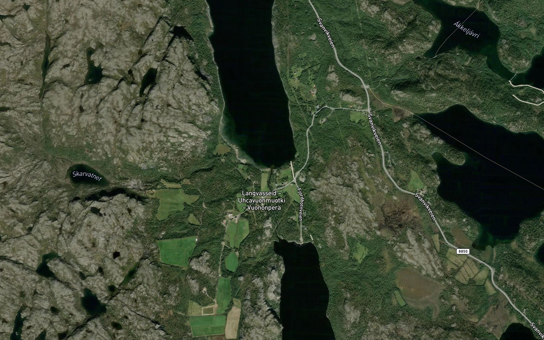 Satellite map of the Langfjordelva