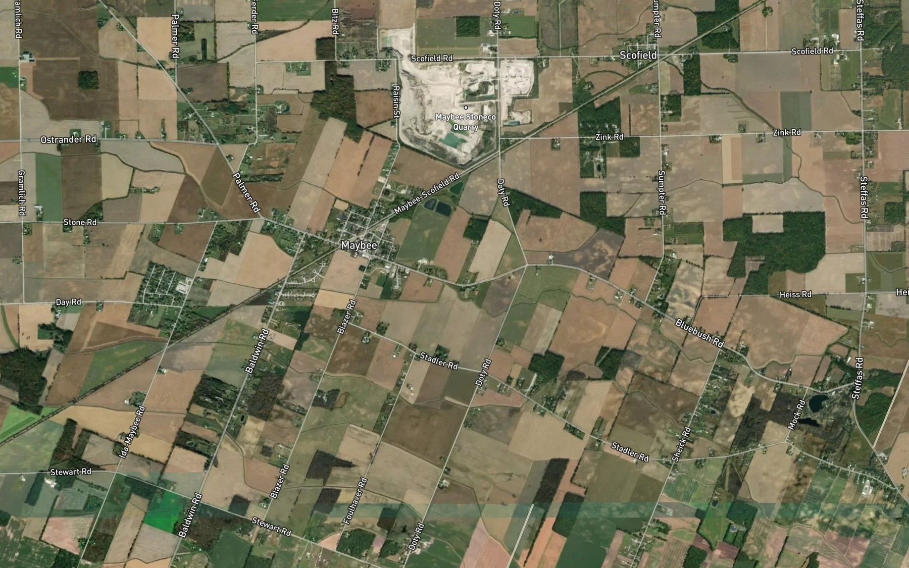 Satellite map of the Antes Drain