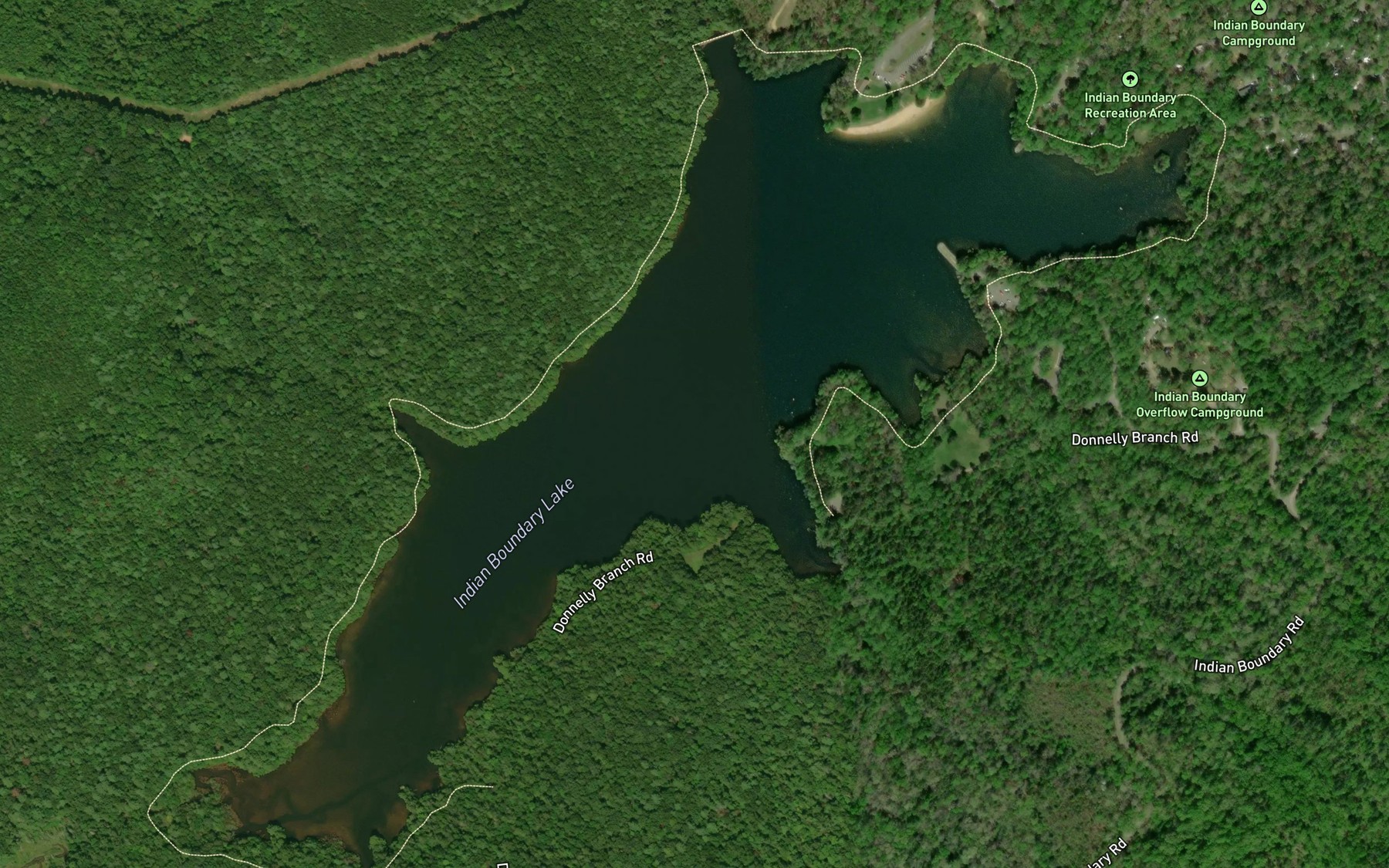 Satellite map of the Indian Boundary Lake