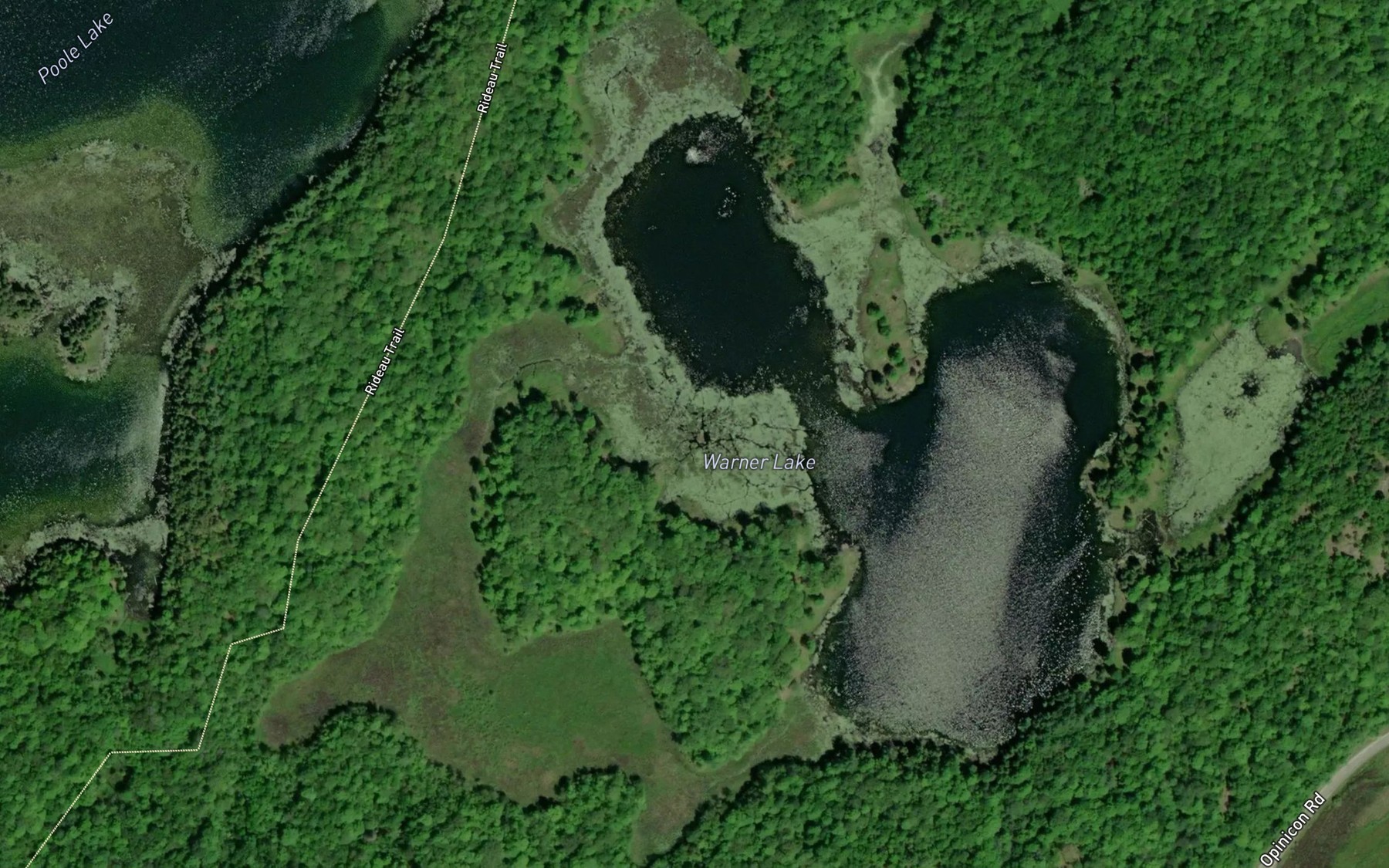 Satellite map of the Warner Lake