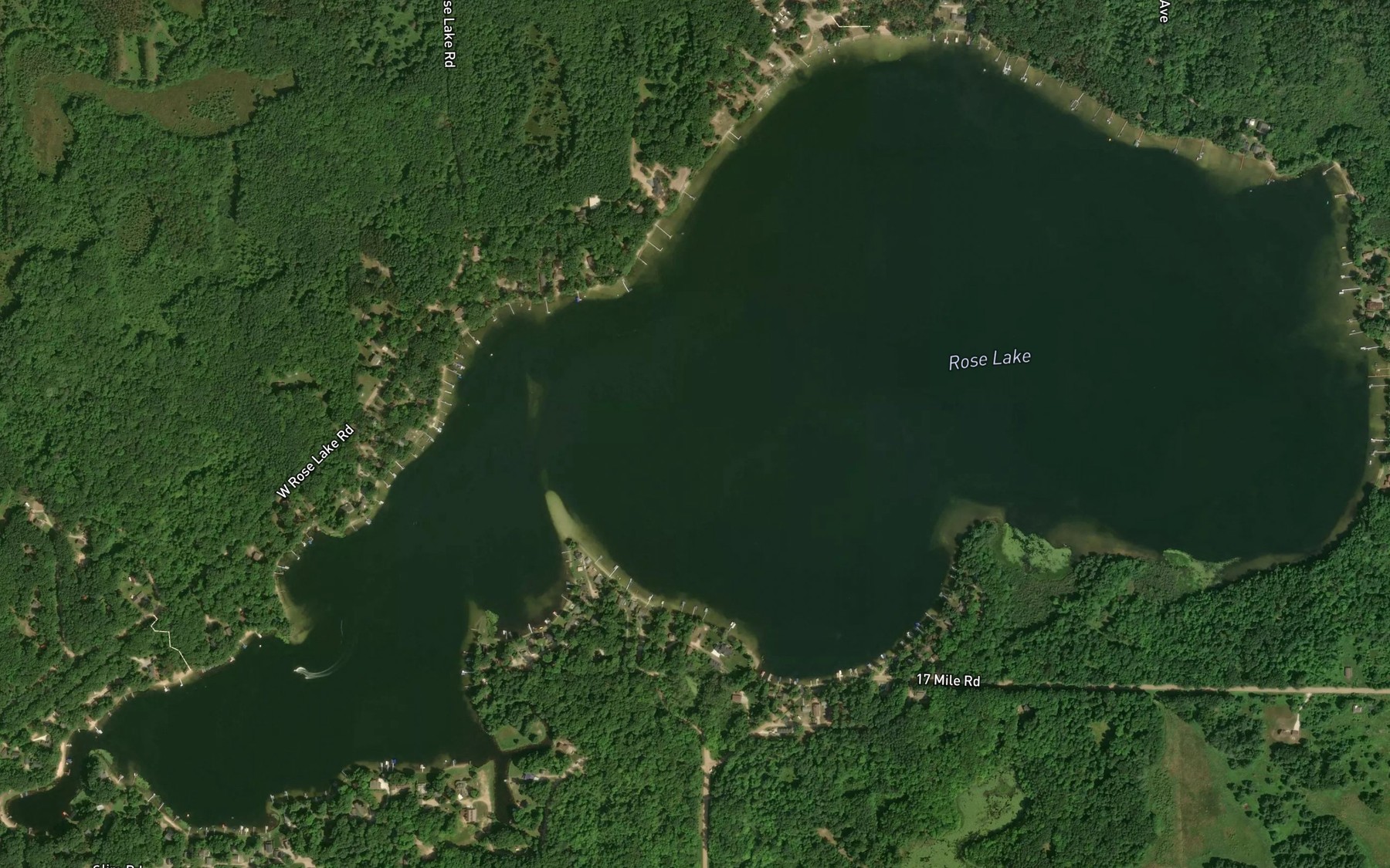 Satellite map of the Rose Lake