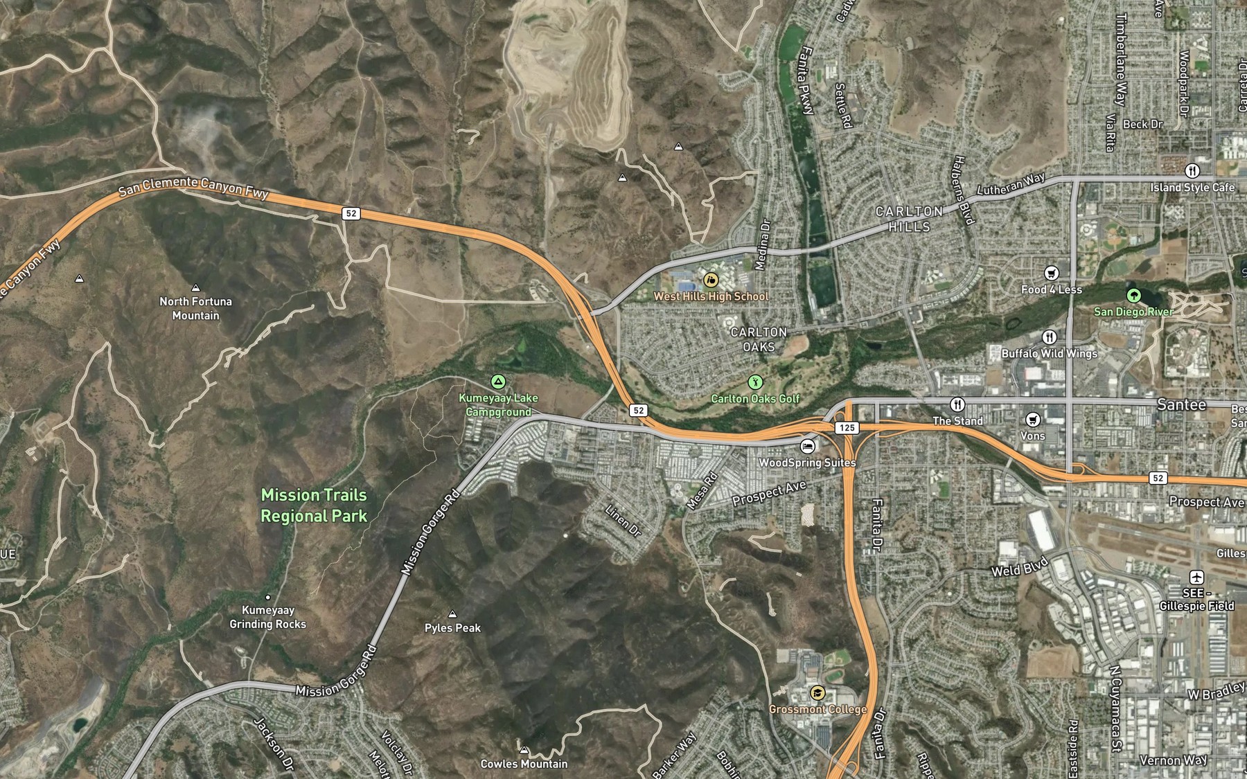 Satellite map of the Forester Creek