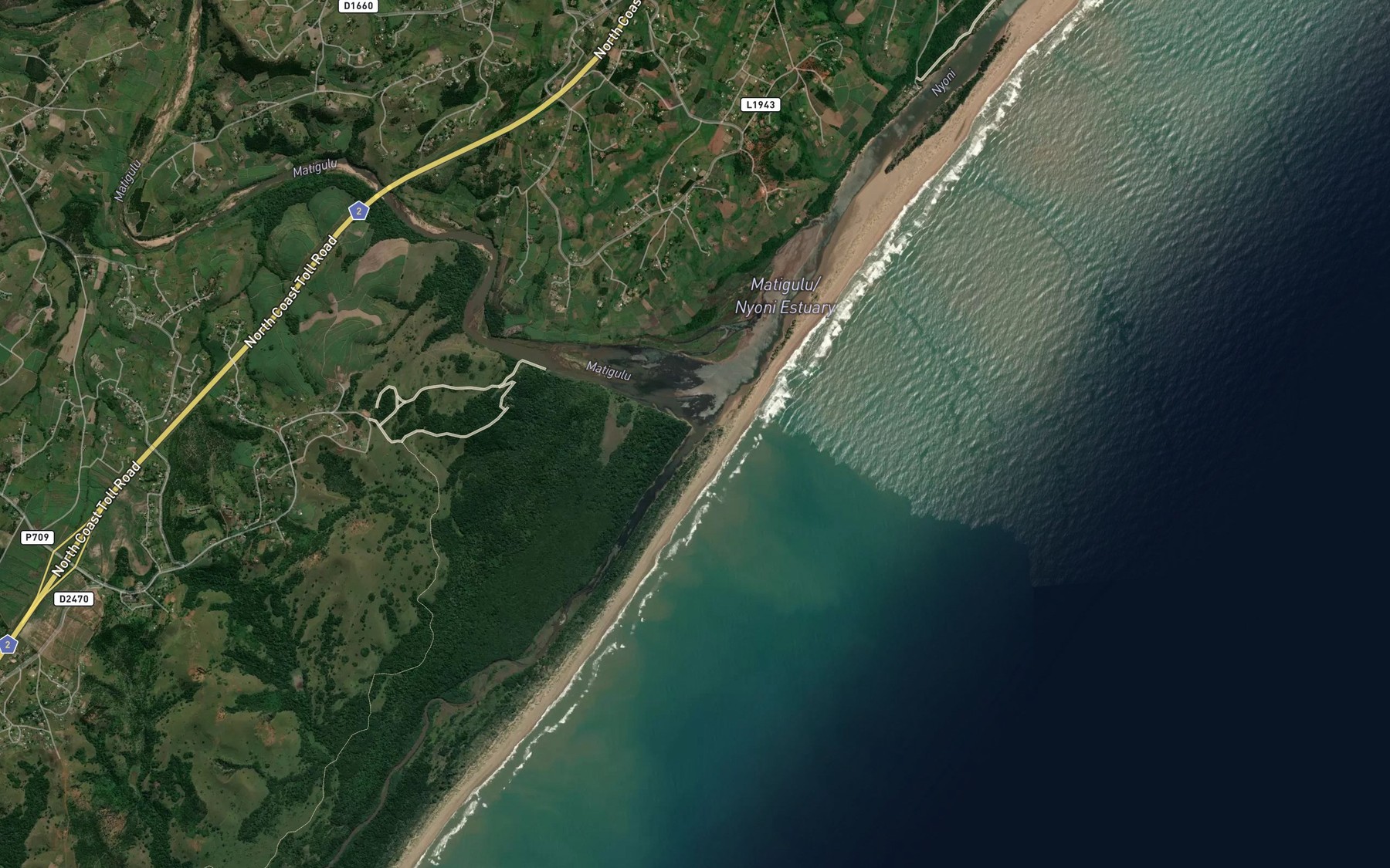 Satellite map of the iNyoni
