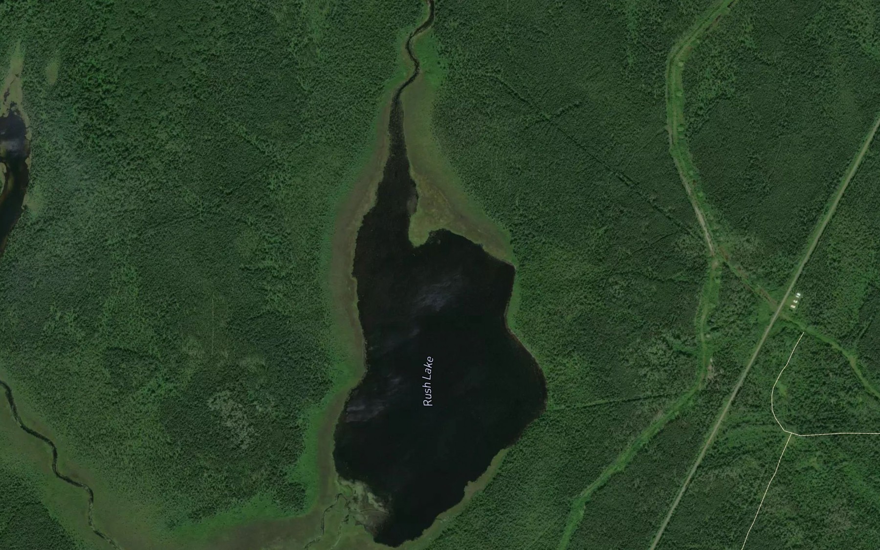 Satellite map of the Rush Lake