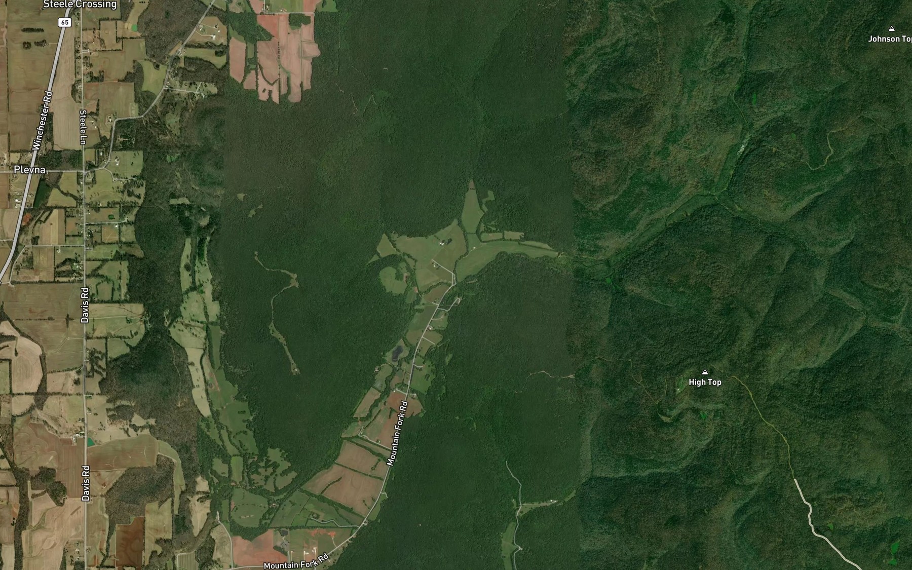 Satellite map of the Dry Creek
