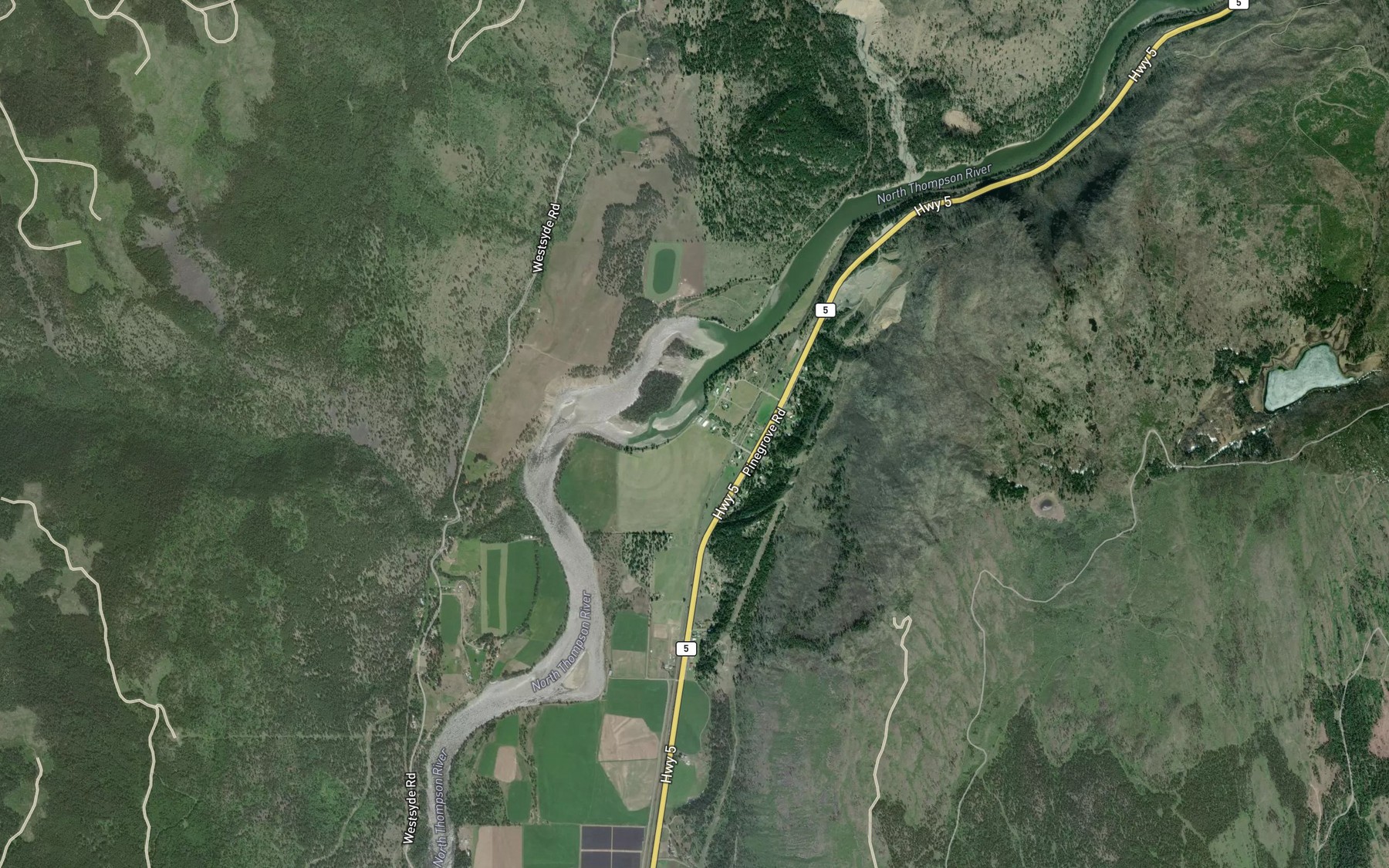 Satellite map of the Fishtrap Rapids