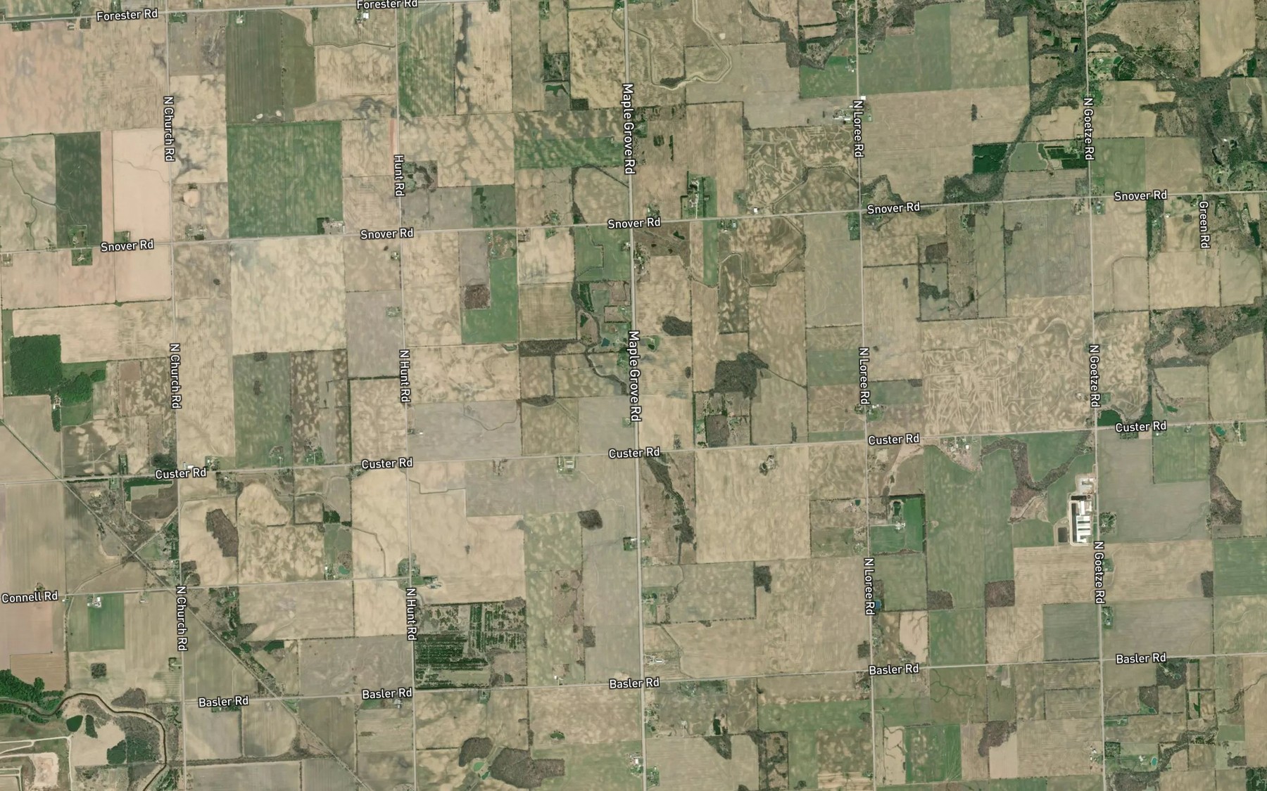 Satellite map of the Bridgehampton Drain