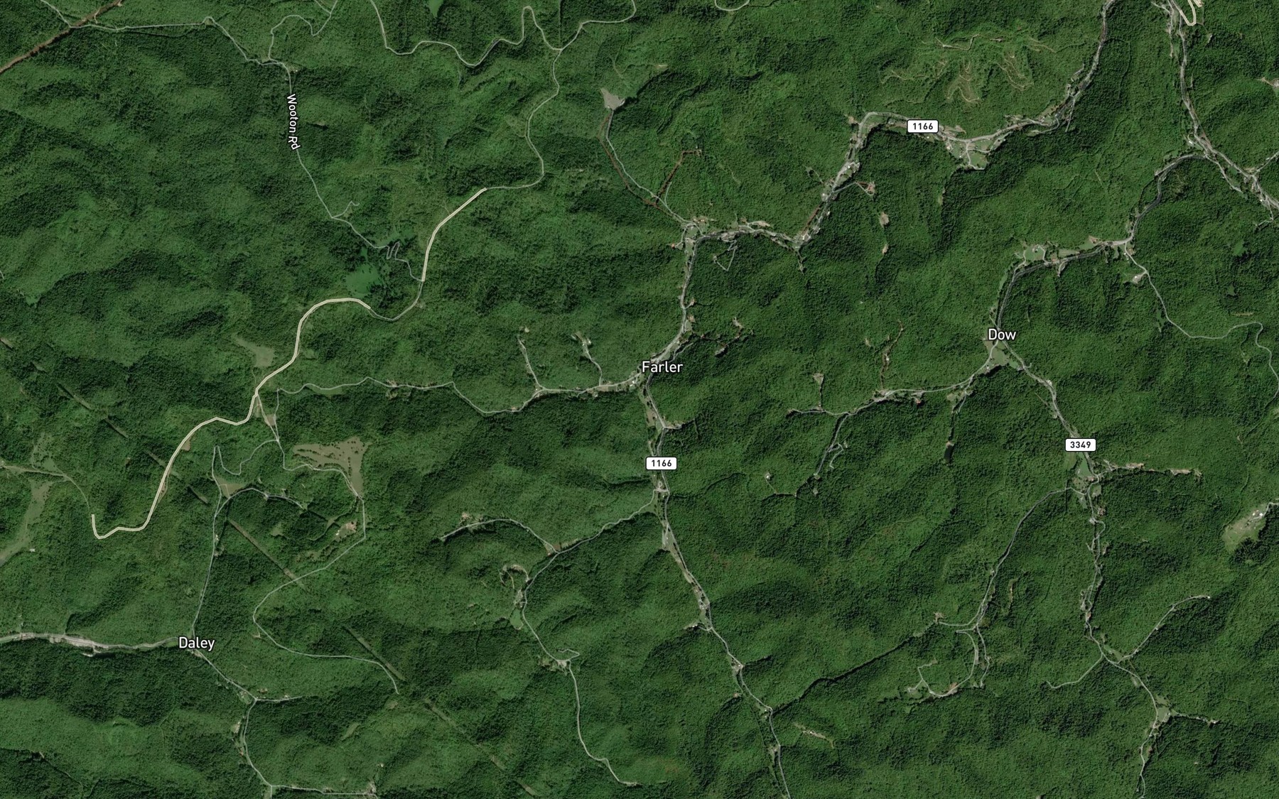 Satellite map of the Wells Fork