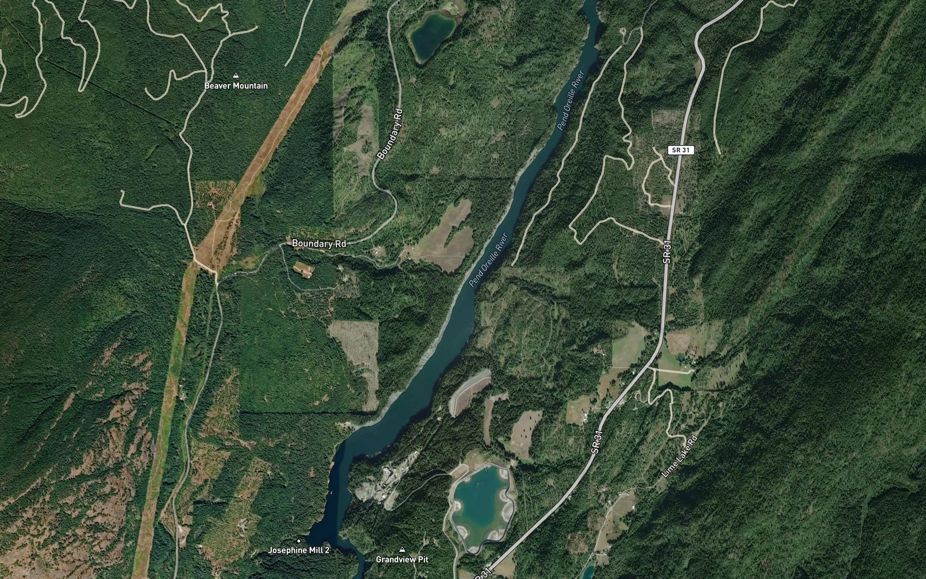 Satellite map of the Beaver Creek