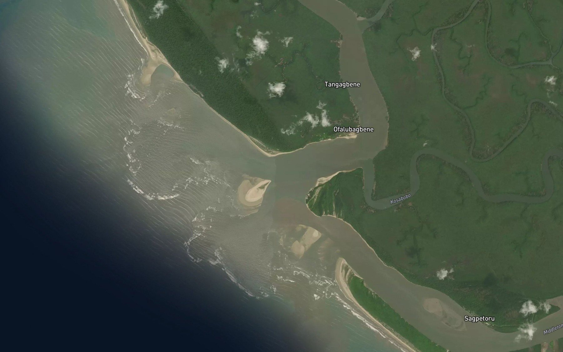 Satellite map of the Digatoro River