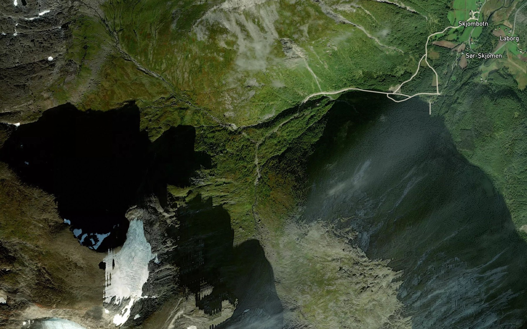Satellite map of the Snoskardelva