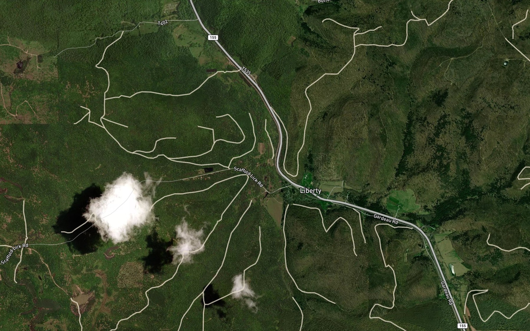 Satellite map of the Rock Run