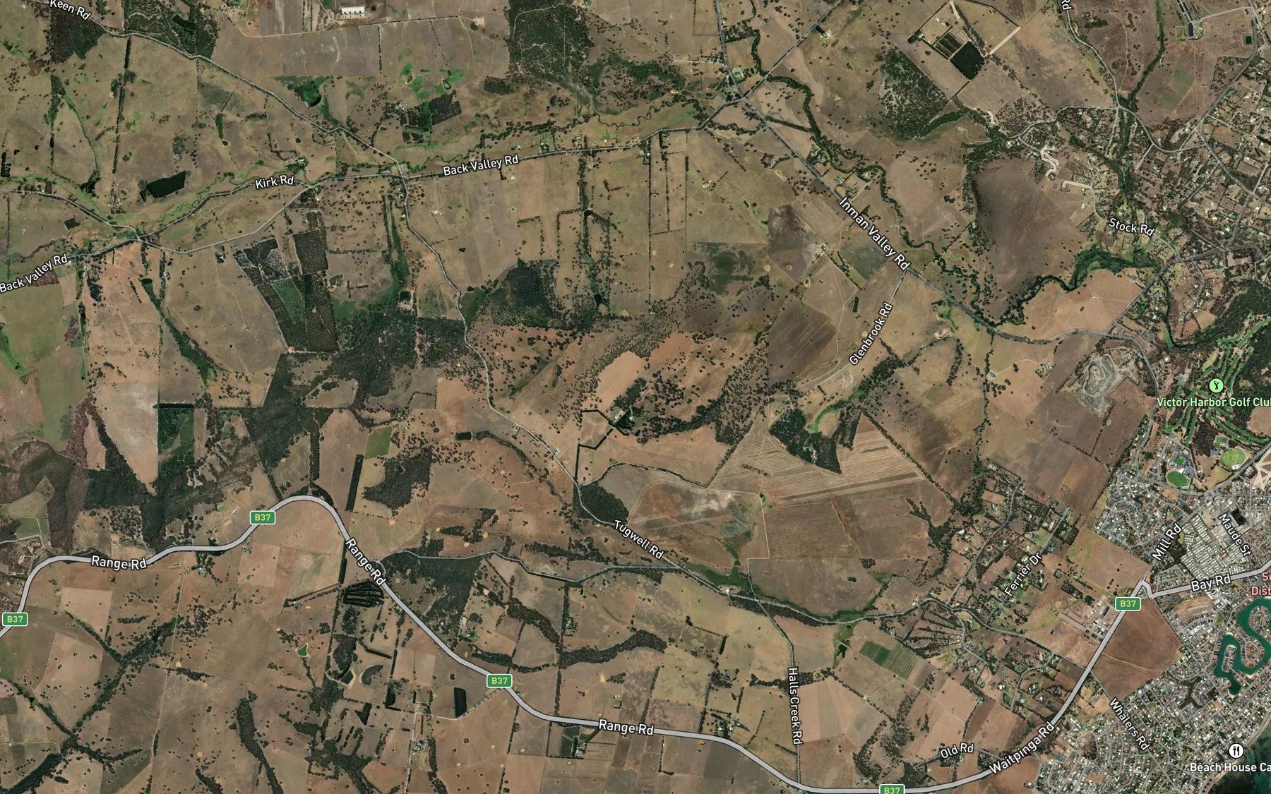 Satellite map of the Valley Creek