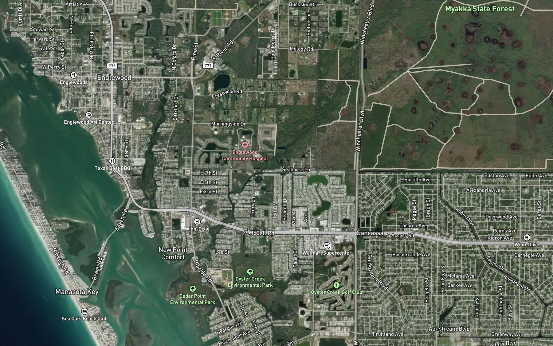Satellite map of the Catfish Waterway