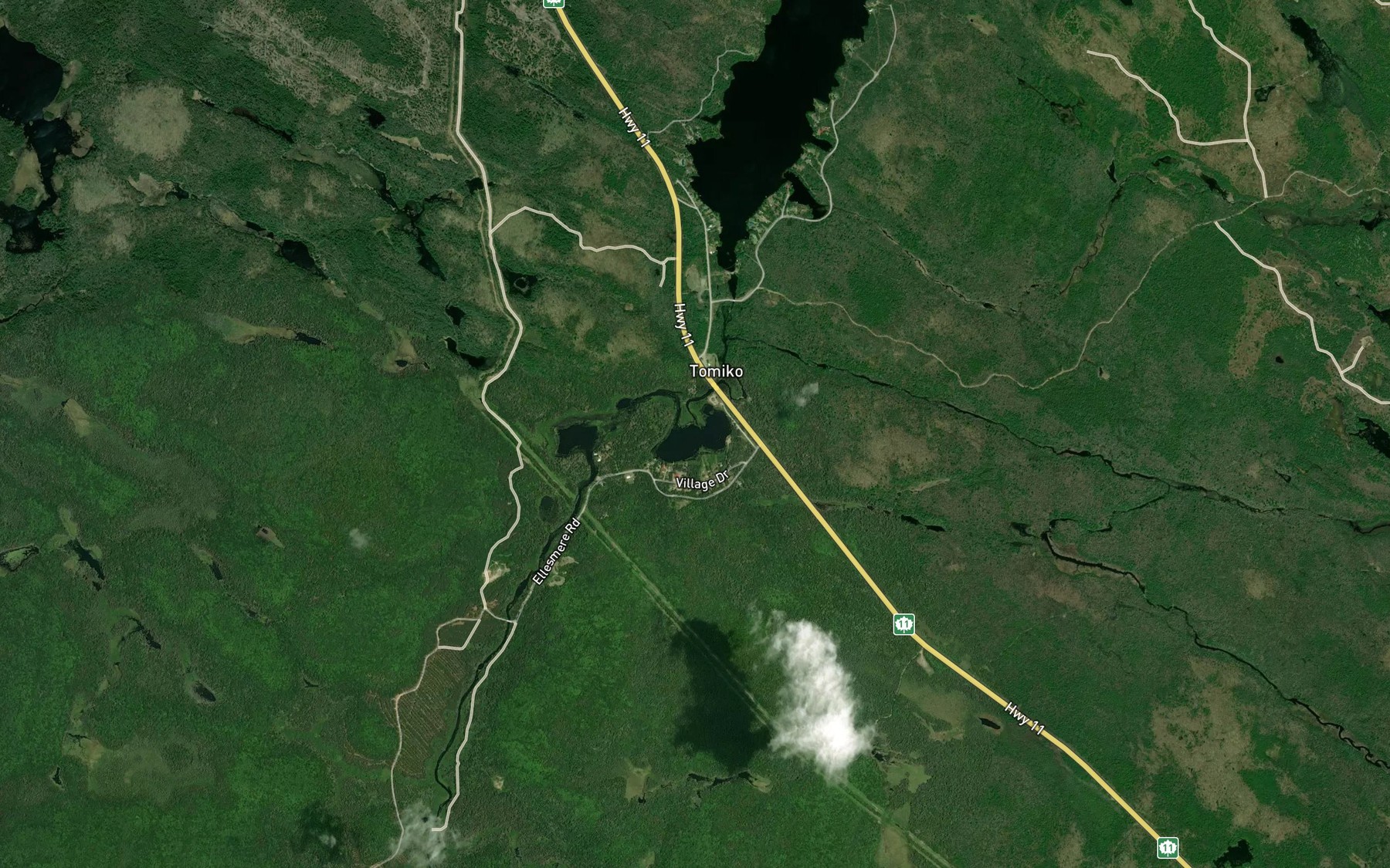 Satellite map of the Elbow Lake