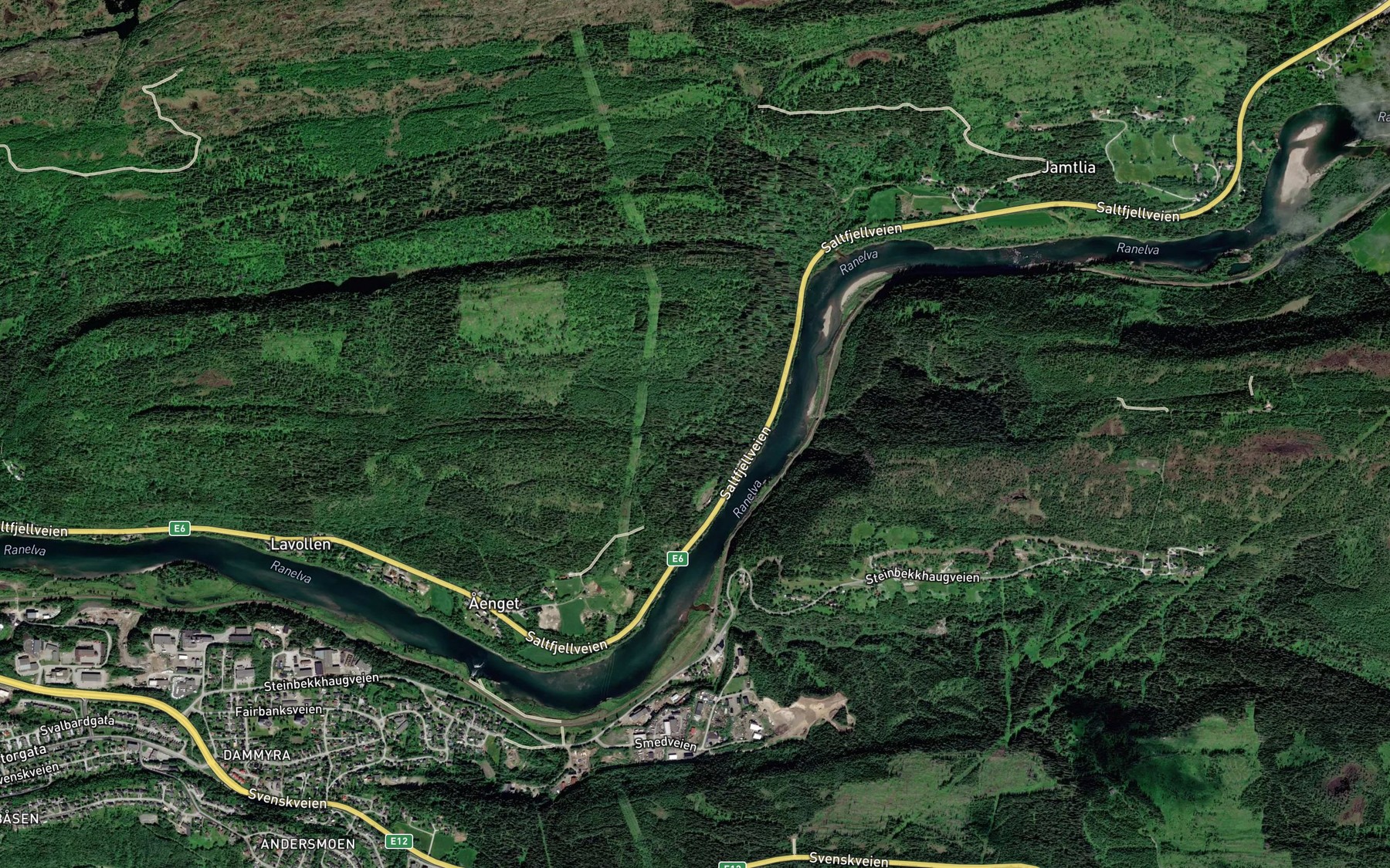 Satellite map of the Skavrabbdalsbekken