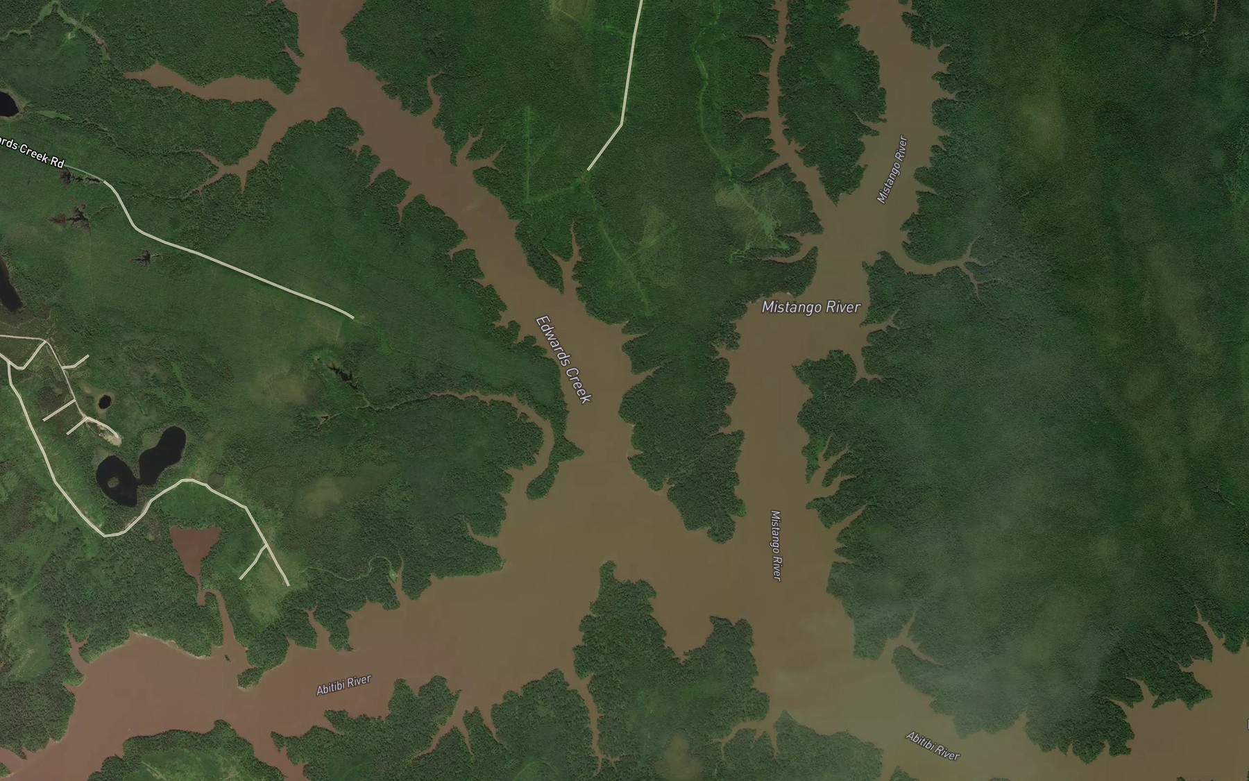 Satellite map of the Edwards Creek