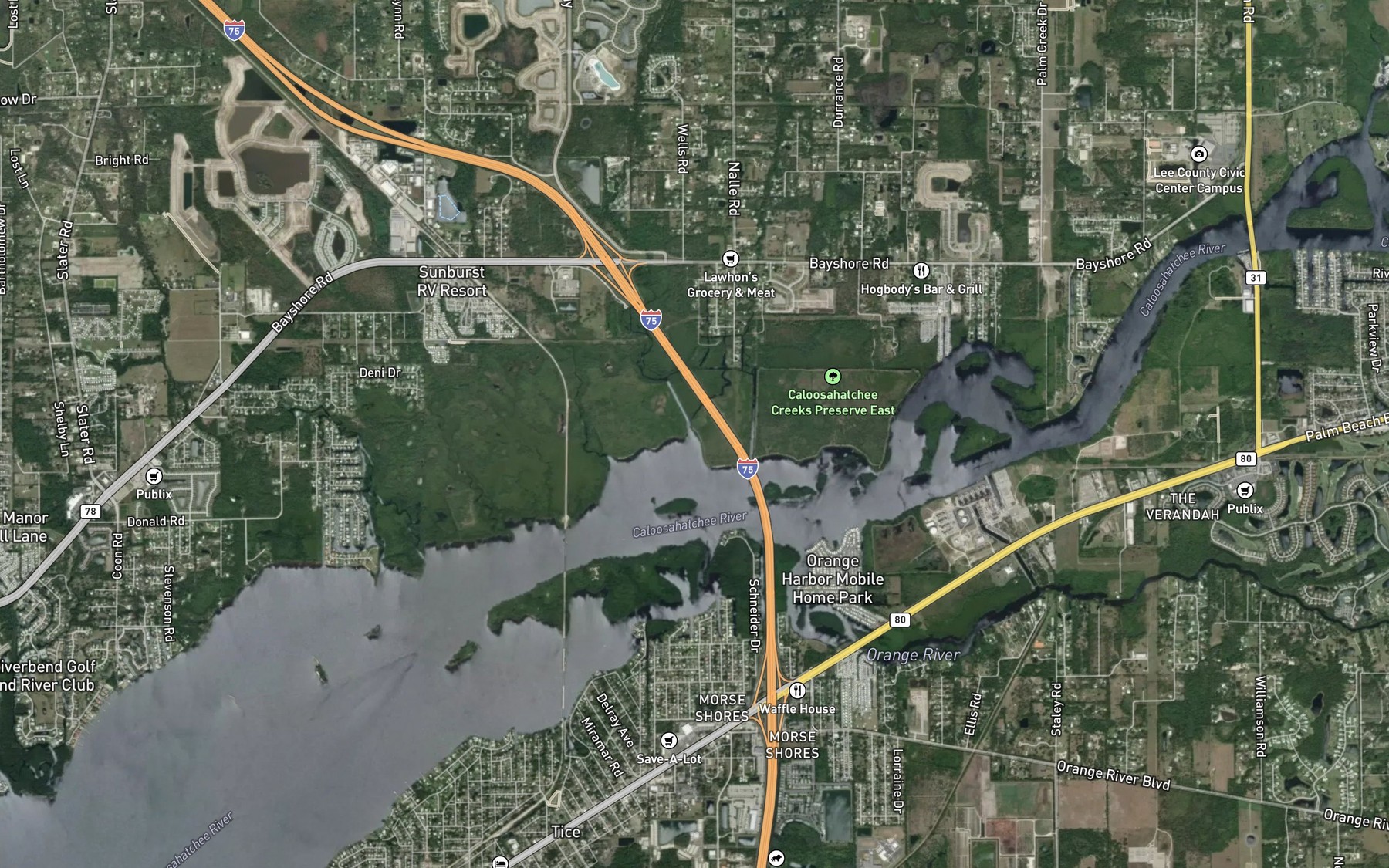Satellite map of the Popash Creek