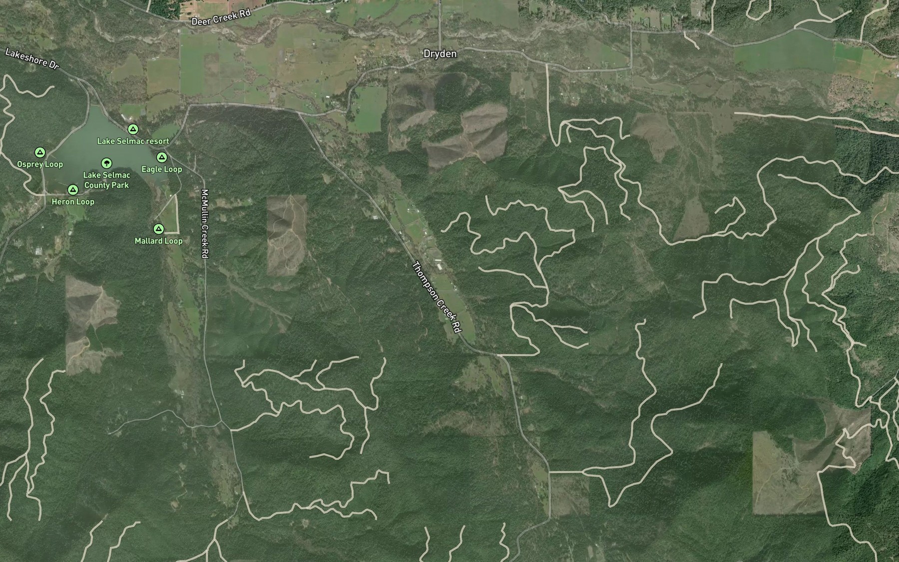 Satellite map of the Ryan Creek