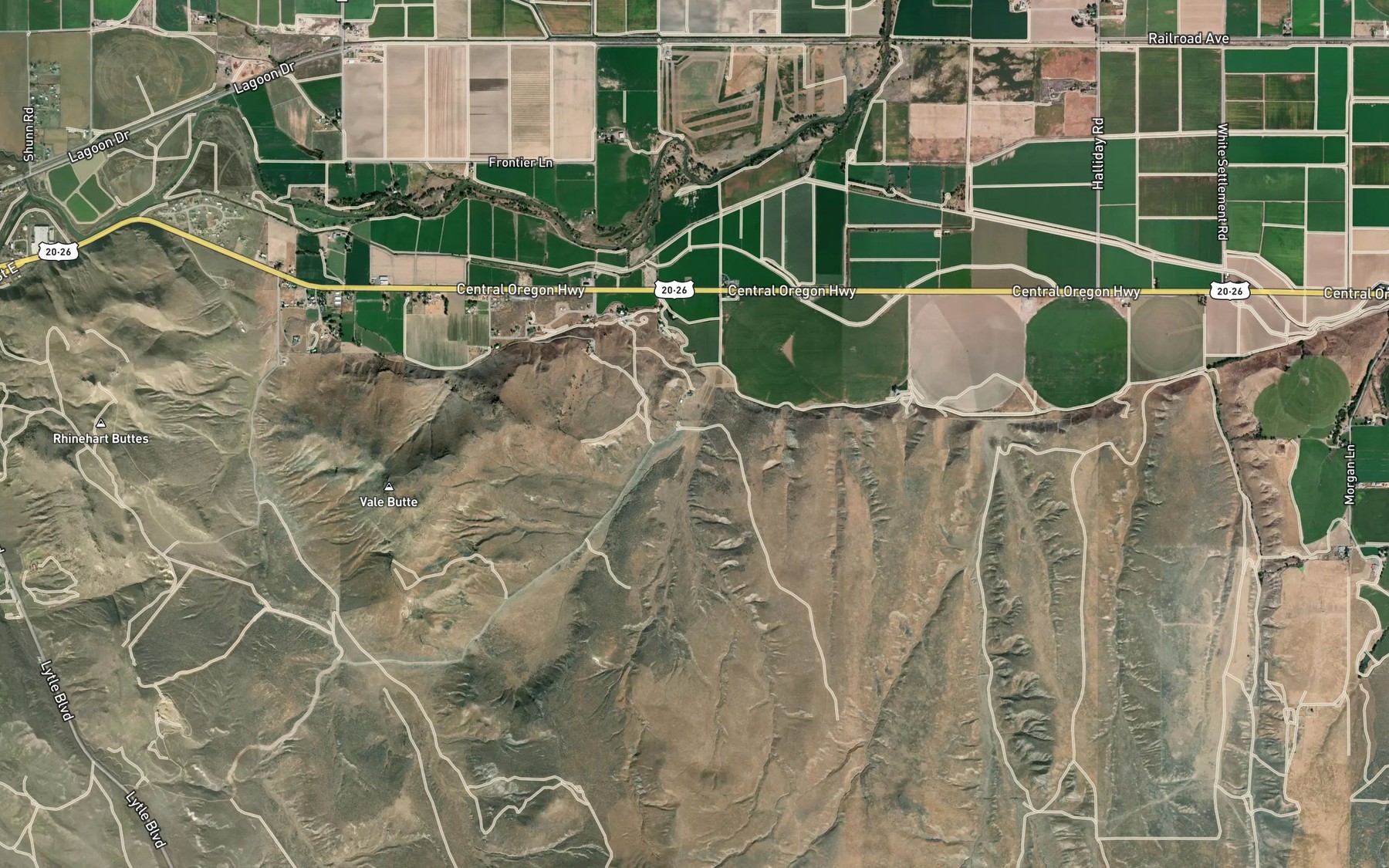Satellite map of the Findley Reservoir